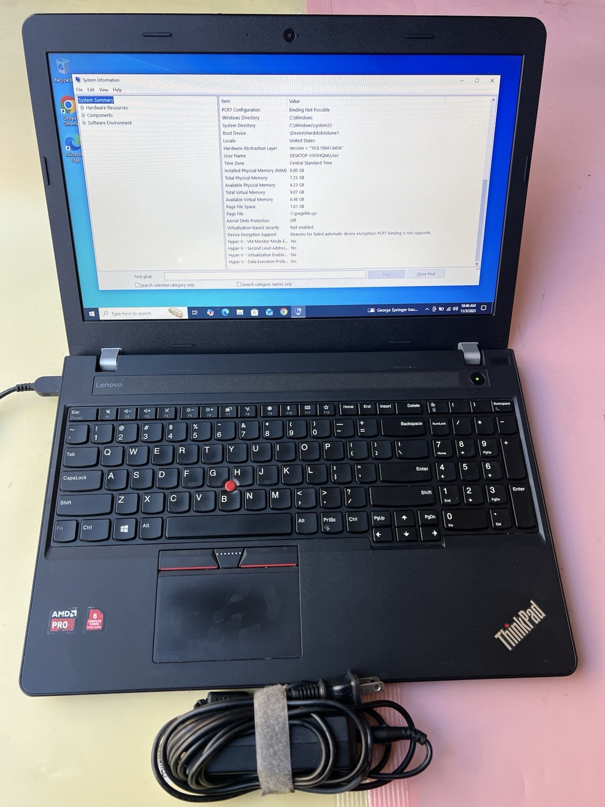 Lenovo ThinkPad E575 AMD PRO A6-9500B R5, 6 COMPUTE 1000GB HDD 8GB WEBCAM HDMI