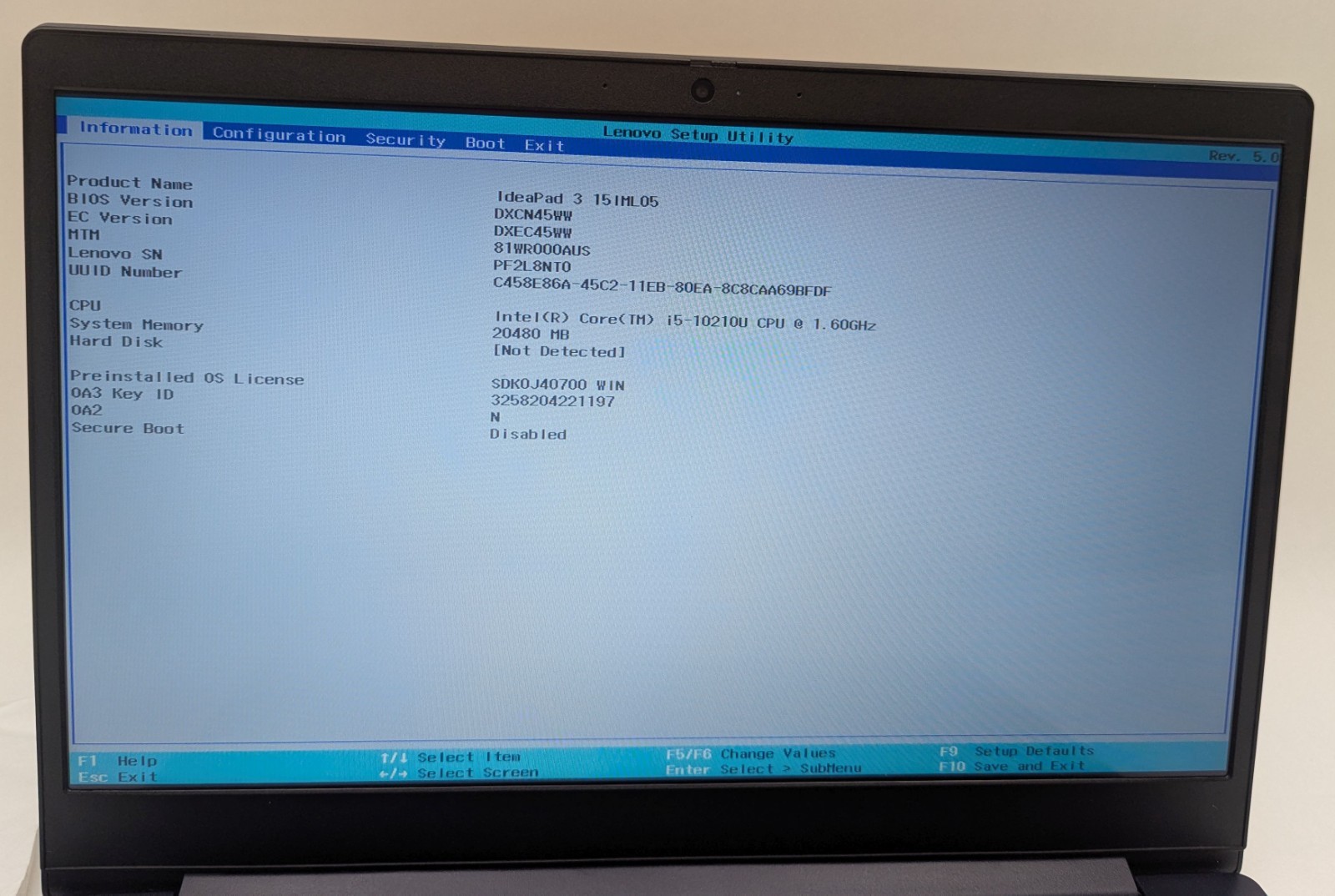 Incomplete Lenovo IdeaPad 3 15IML05 15.6″ Touch Laptop i5-10210U 1.6GHz 20GB RAM