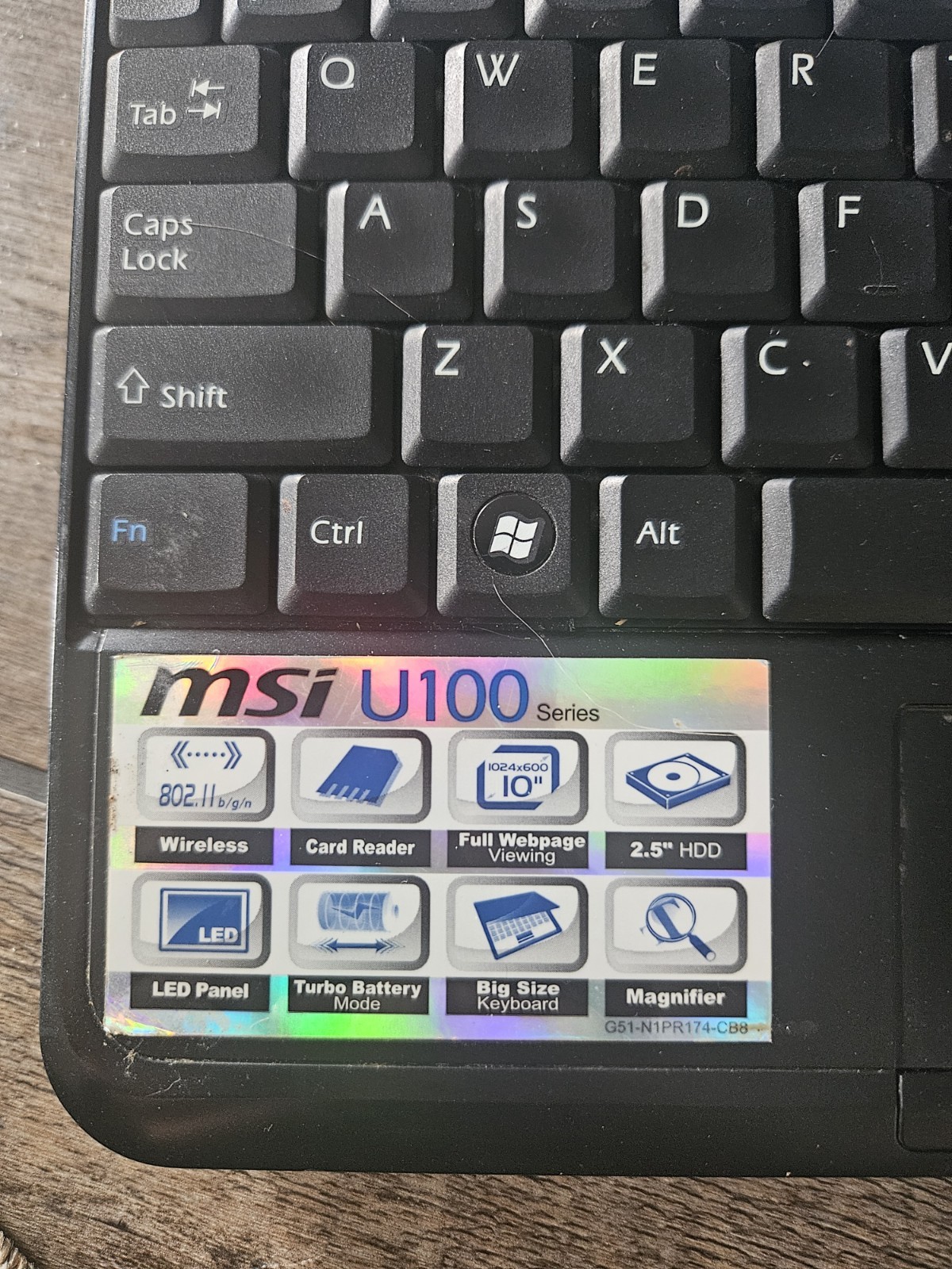 MSI U100 MS N011 LAPTOP Notebook – INTEL ATOM – 10″ – FOR PARTS ONLY