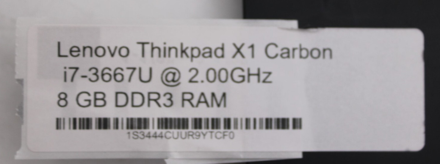 Lenovo Thinkpad X1 Carbon i7-3667U@2.0GHz 8GB DDR3 RAM NO OS *Parts/Repair*