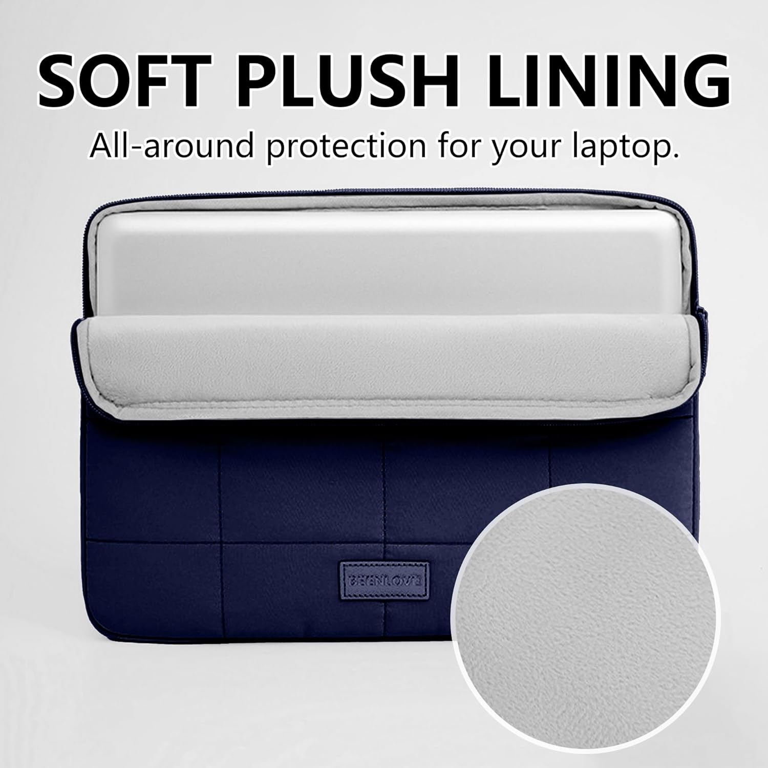 Puffy Laptop Sleeve 14 Inch Matte Navy, Waterproof Carrying Case Bag for Women