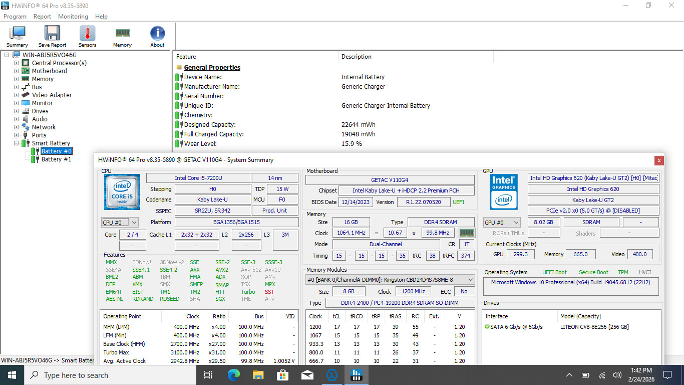 Getac V110G4 2-in-1 11″ HD Touch I5-7200U 256GB SSD W10P 16GB *READ*