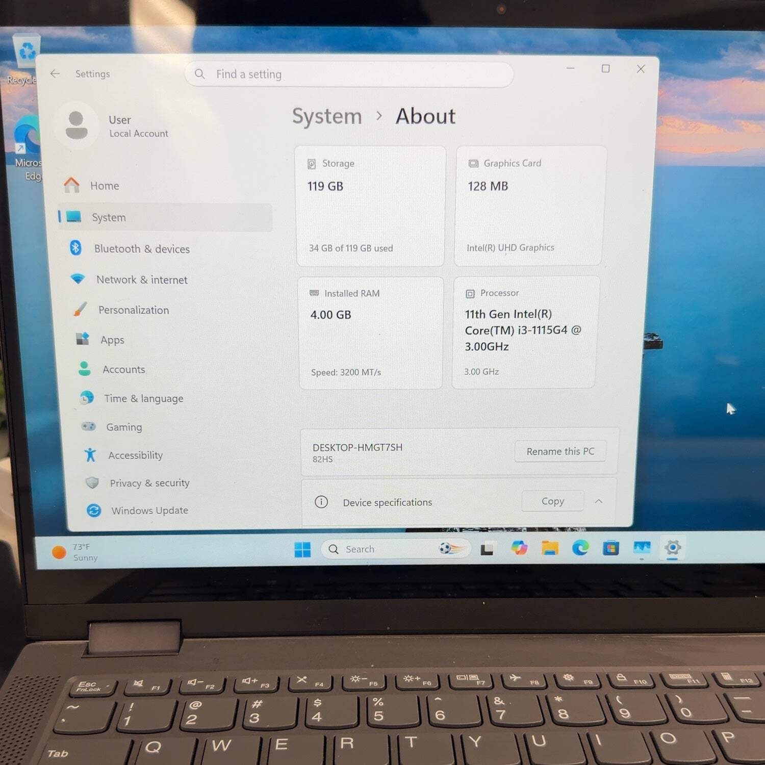 Lenovo IdeaPad Flex 5 14ITL05 14″ i3-1115G4 3.0GHz 4GB RAM 128GB SSD