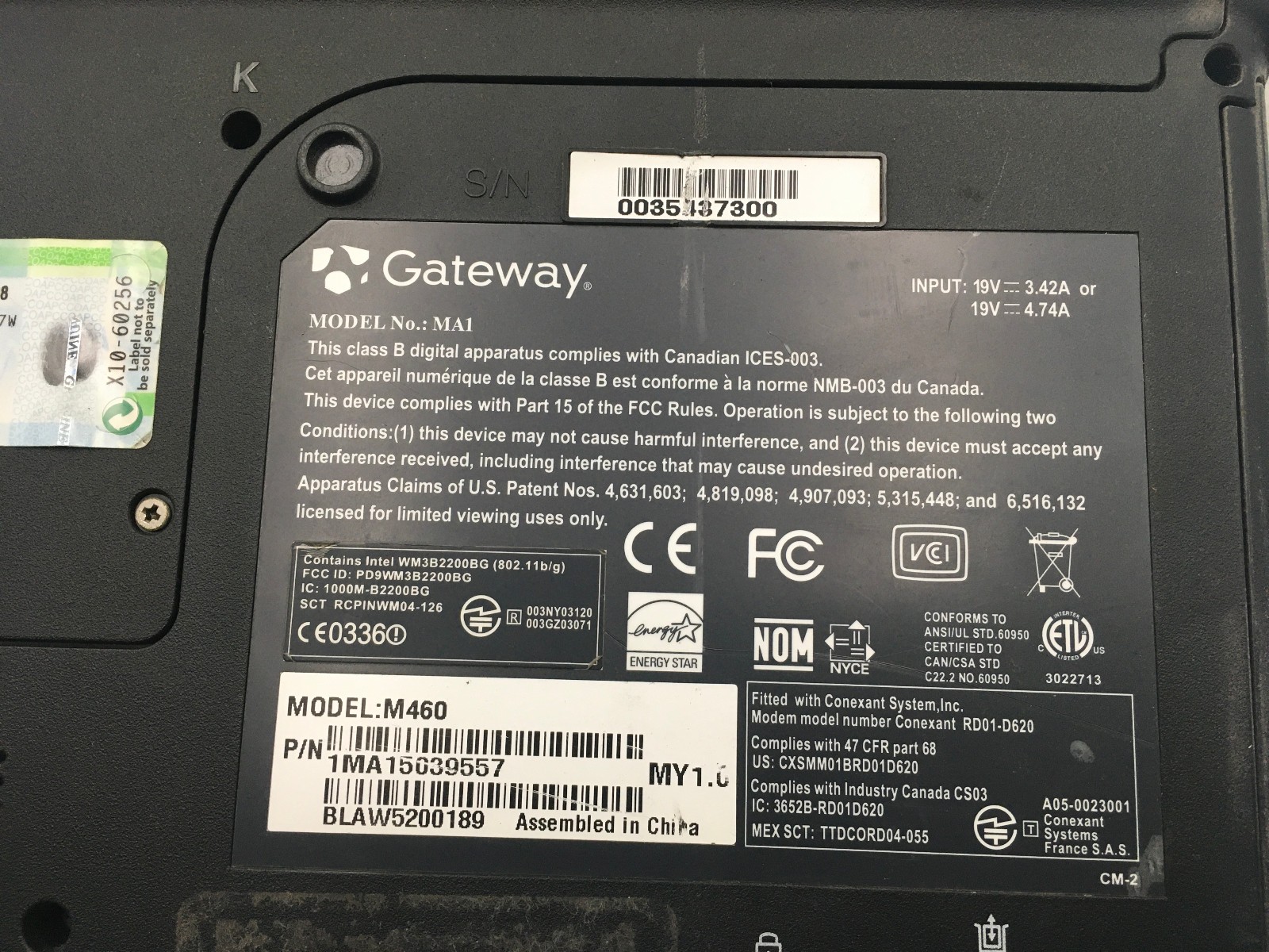 GATEWAY M460 – BOOTS TO BIOS – INTEL PENTIUM M – 512MB RAM – 15″ – READ DESC -BB