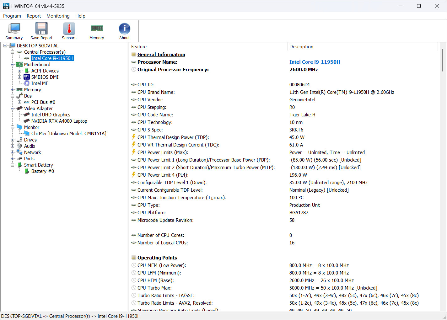 Dell Precision 7560 15.6″ Laptop i9-11950H 64GB RAM 1TB NVMe RTX A4000 Win11 Pro
