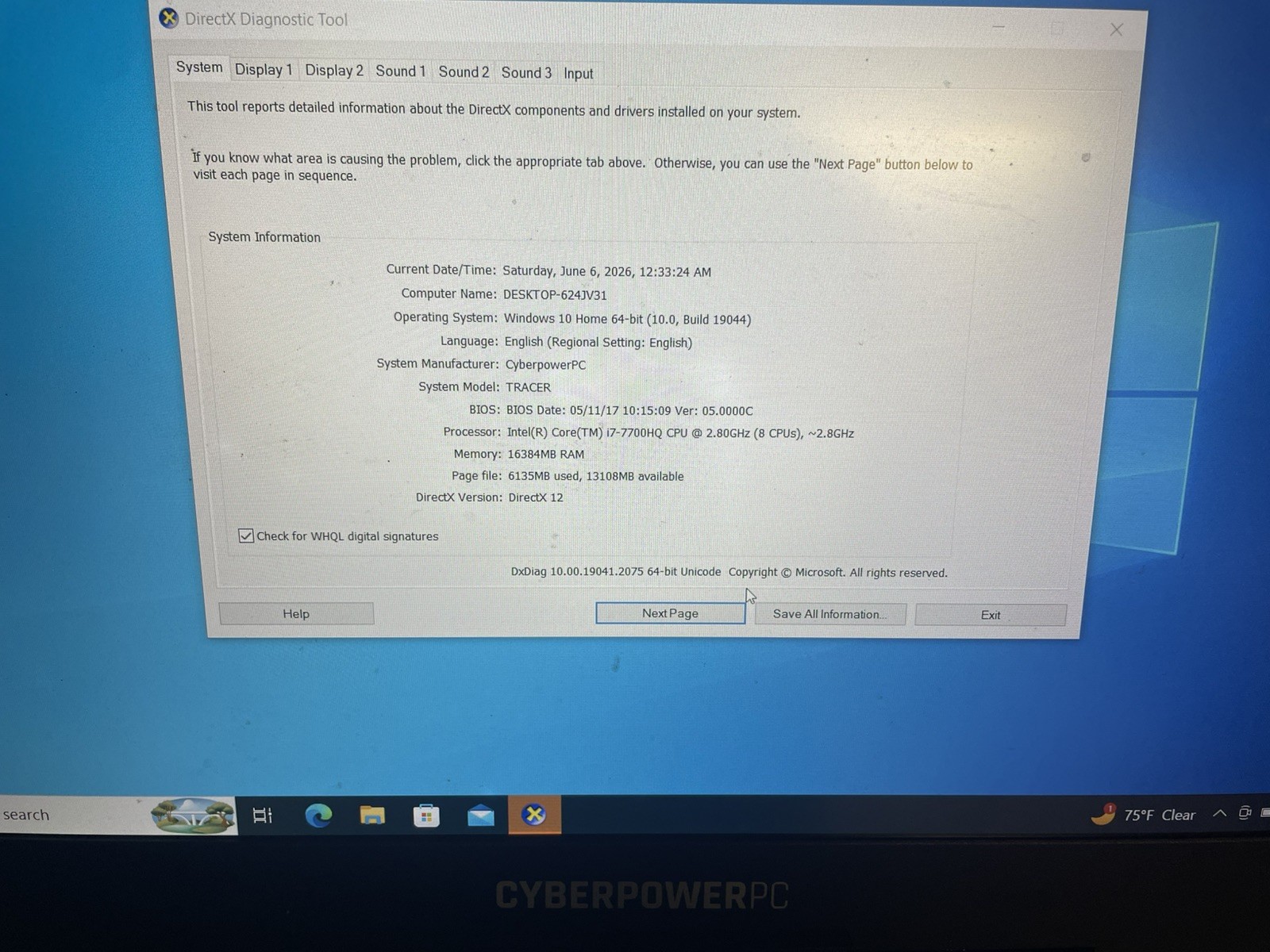 CyberPower Tracer Gaming Laptop I7-7700HQ NVIDIA GeForce GTX 1050 Ti 16GB RAM