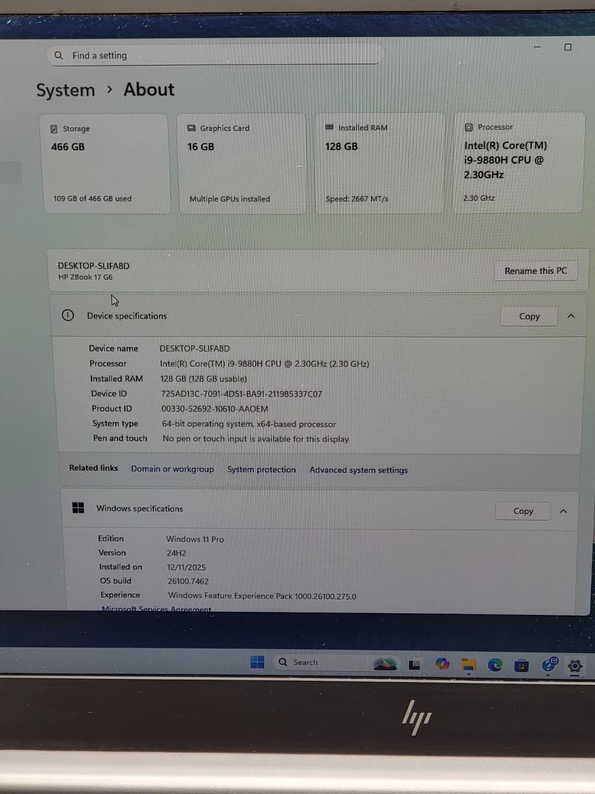 HP ZBook 17” Core i9 128GB RAM 6TB SSD 6GB RTX 3000 Pro WORKSTATION 3YR WARNTY