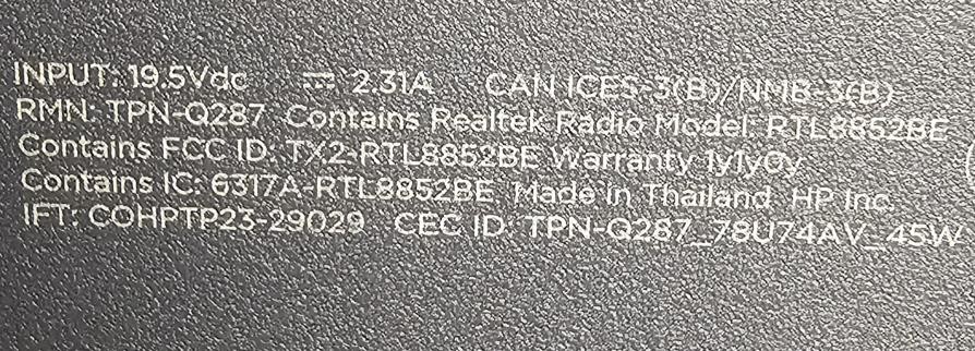 HEWLETT PACKARD RTL8852BE (C57006538)