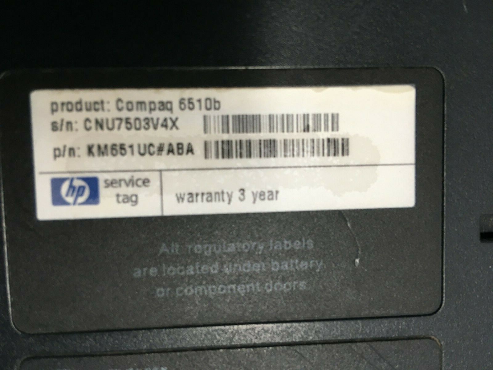 HP Compaq 6510b Core 2 Duo Laptop Boots to BIOS NO HDD/RAM/Battery/Charger JR