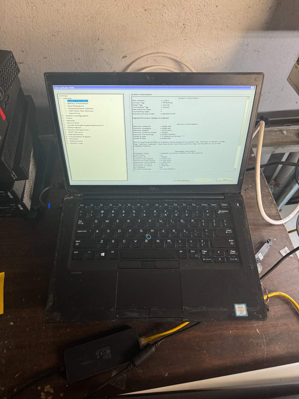 Dell Latitude 7480 Core i7-6600U Laptop for Parts/Repair #5311