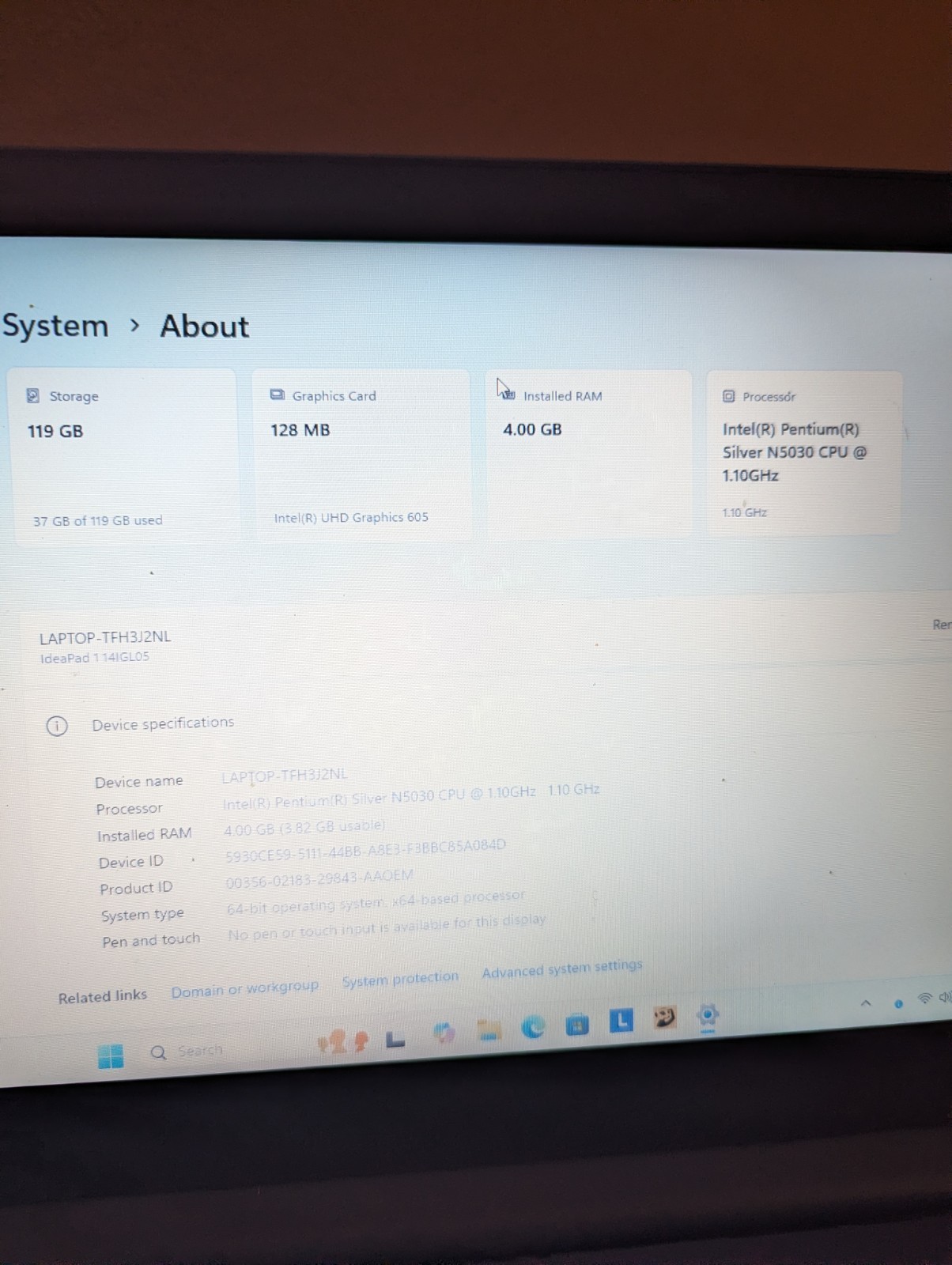 LENOVO 81VU000JUS IdeaPad 1 14IGL05 14″ HD Pentium Silver N5030 1.1GHz Win 11