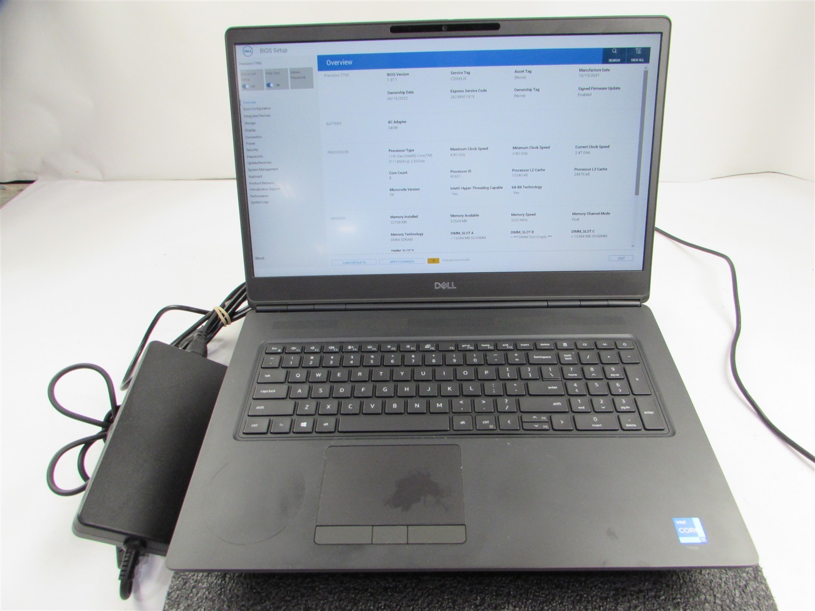 DELL PRECISION 7760 I7-11850H FHD 1TB 32GB NVIDIA RTX A4000 WIN 11 PRO NO BATT