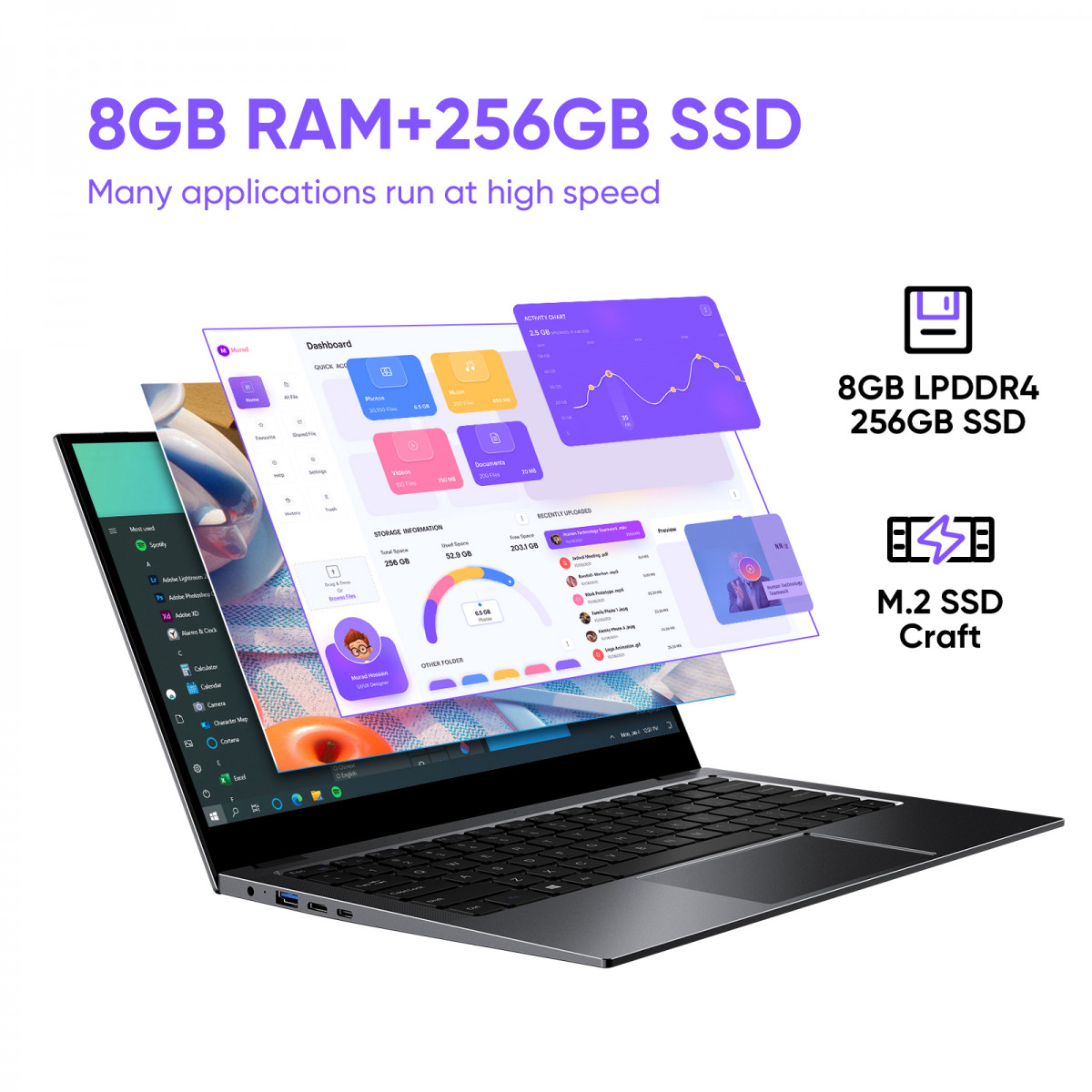 CHUWI 14.1″ Touch Laptop, Intel N5100 Quad Core, 8GB+256GB SSD, Windows 11