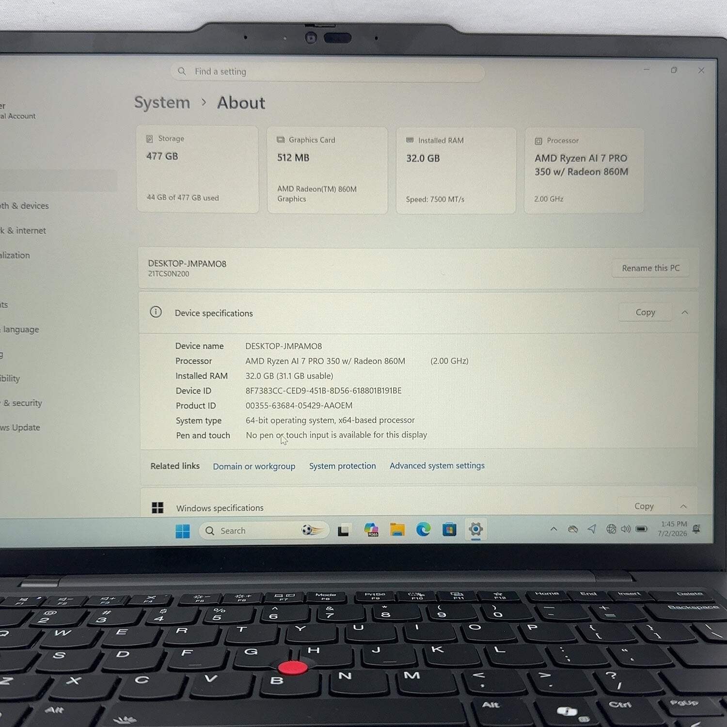 Lenovo ThinkPad T14s Gen 6 14″ Ryzen AI 7 PRO 350 2.0GHz 32GB RAM 512GB SSD