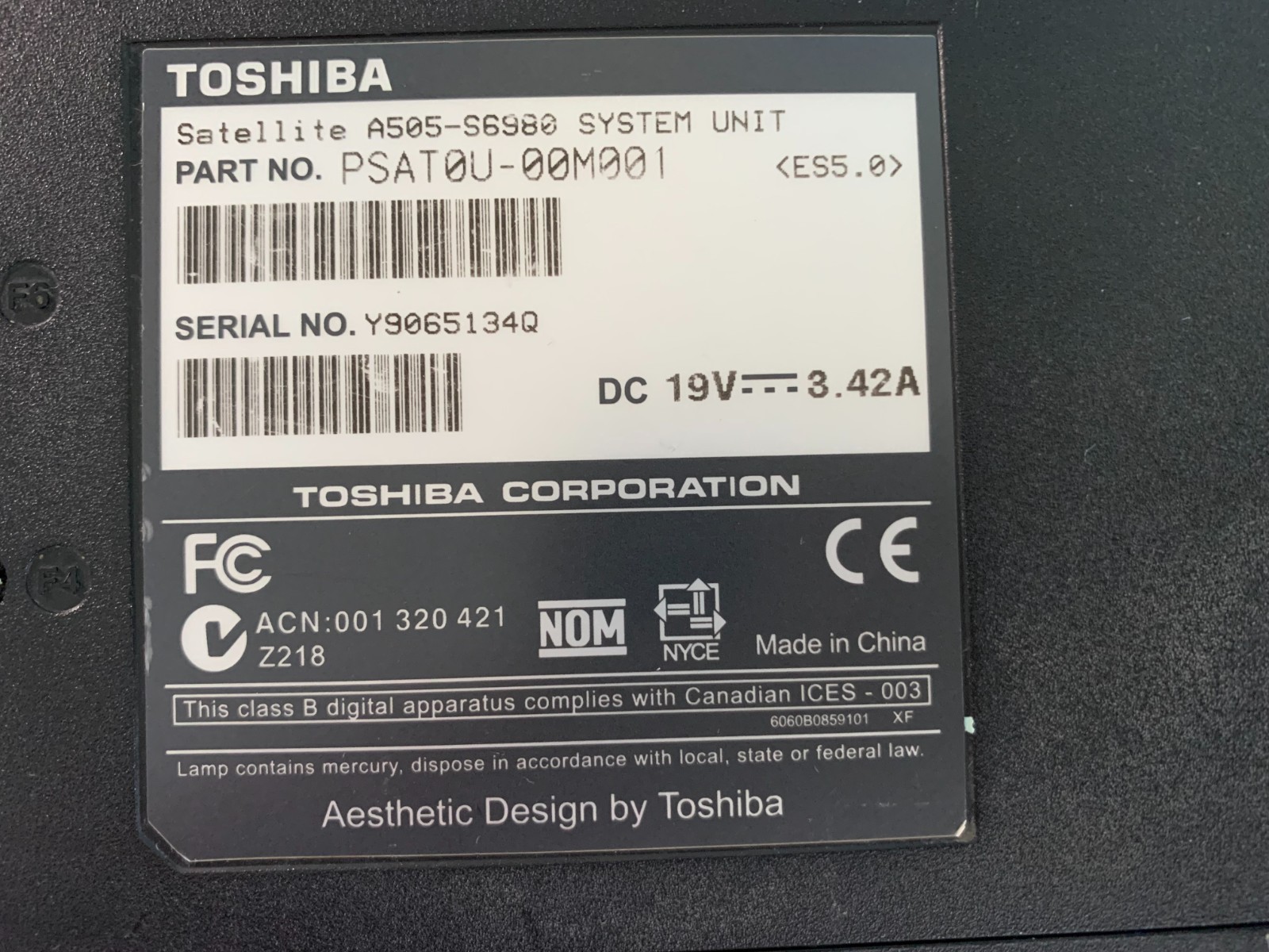 Toshiba Satellite A505 15.6″ Laptop Core 2 Duo T6600 4gb Ram No HDD Boots Bios