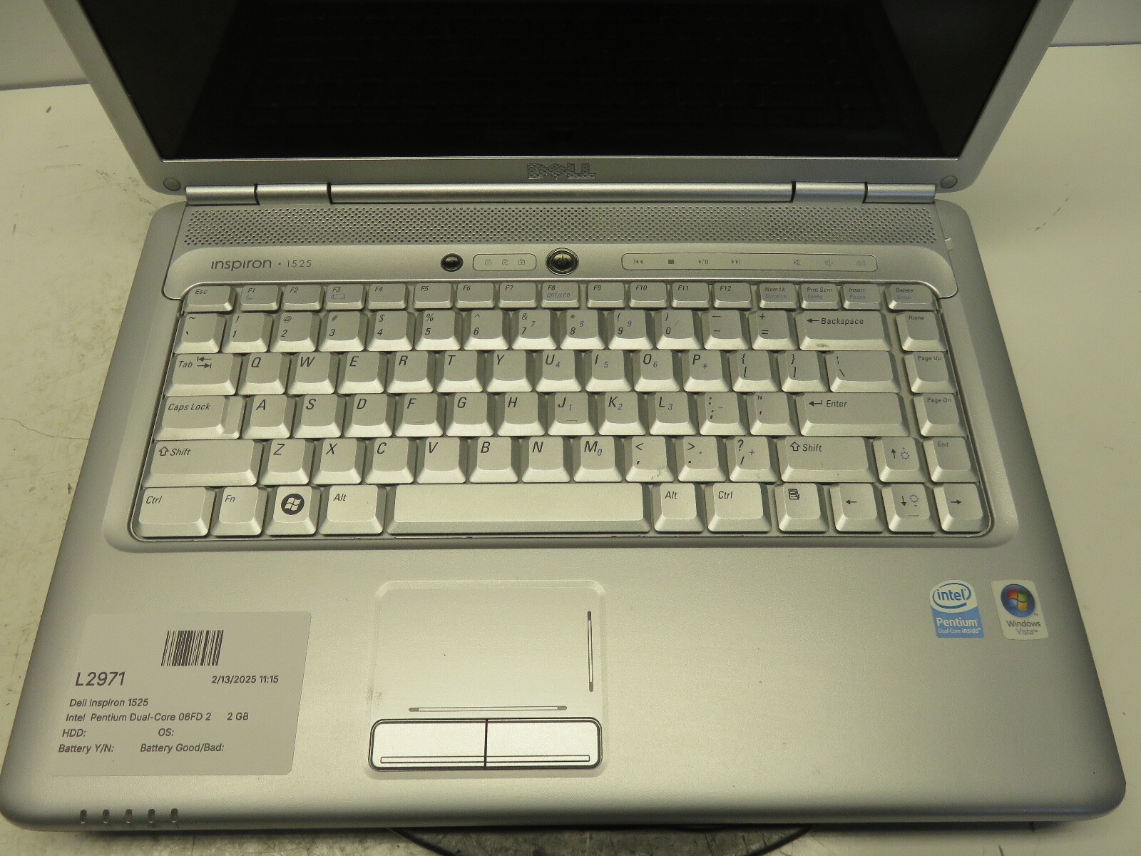 Dell Inspiron 1525 Intel Pentium Dual-Core 06FD 2 GHZ 2 GB NO HDD No Batt