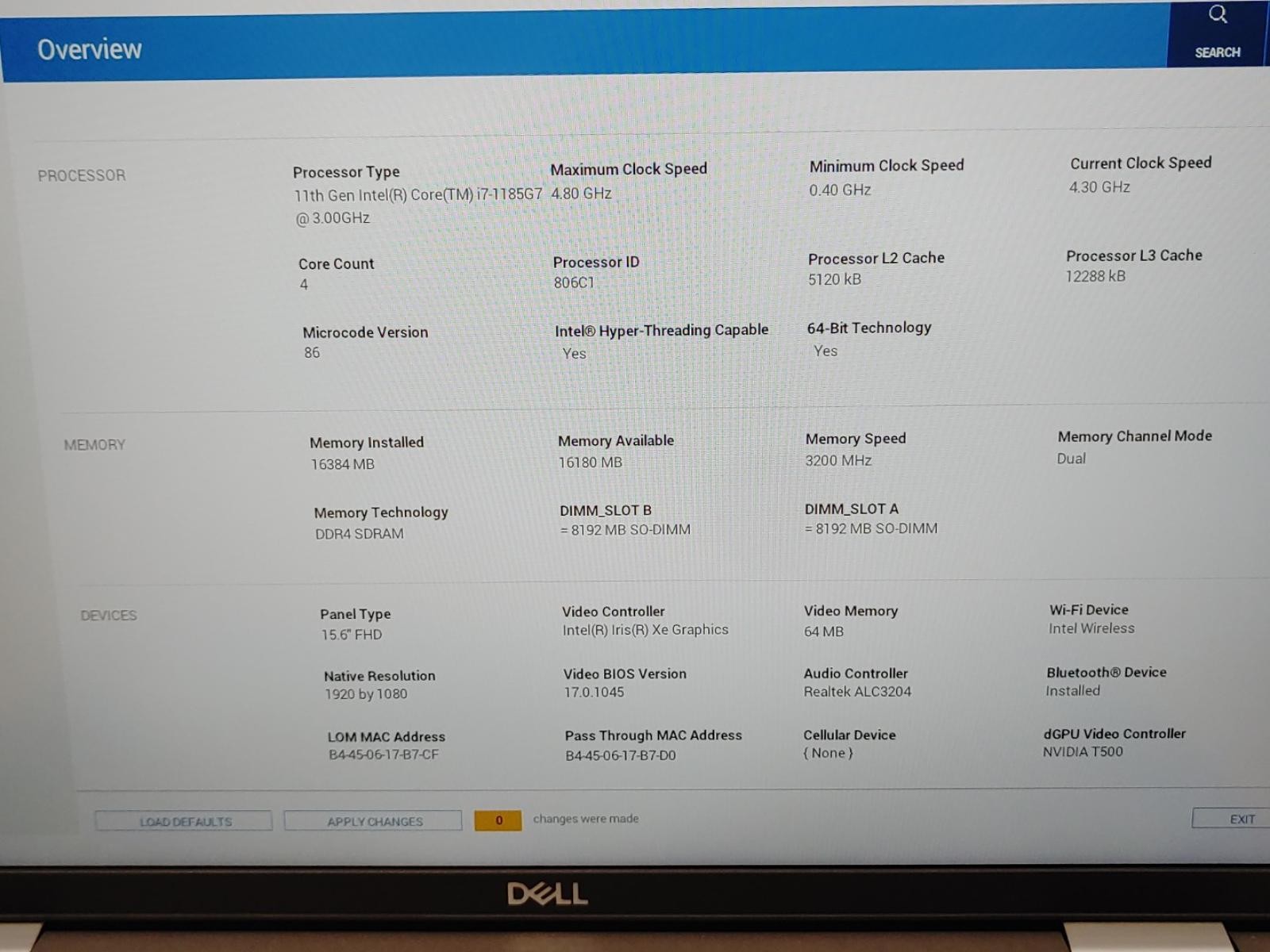 Dell Precision 3560 15.6″ Intel i7-1185G7 NVIDIA T500 *NO RAM/NO SSD/NO AC***