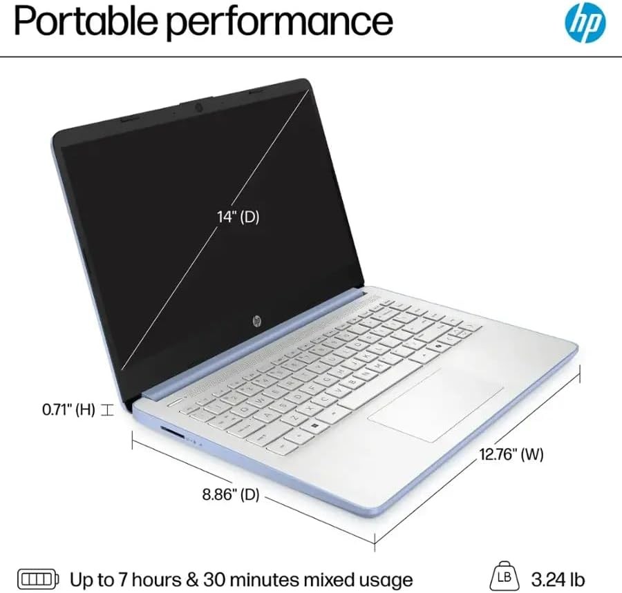 2025 HP 14 Student Laptop,Intel Processor N150,UpTo 16GB 384GB +Win 11 Pro