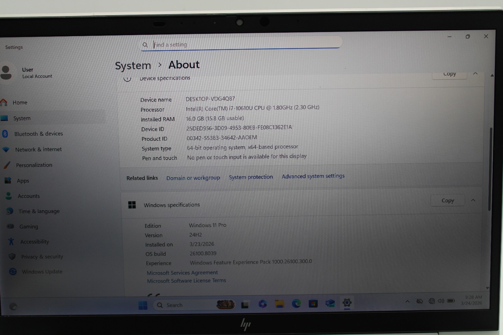 HP EliteBook 840 G7 _ i7-10610U @ 2.3 _ 16GB RAM _ 256GB SSD _ Win11Pro