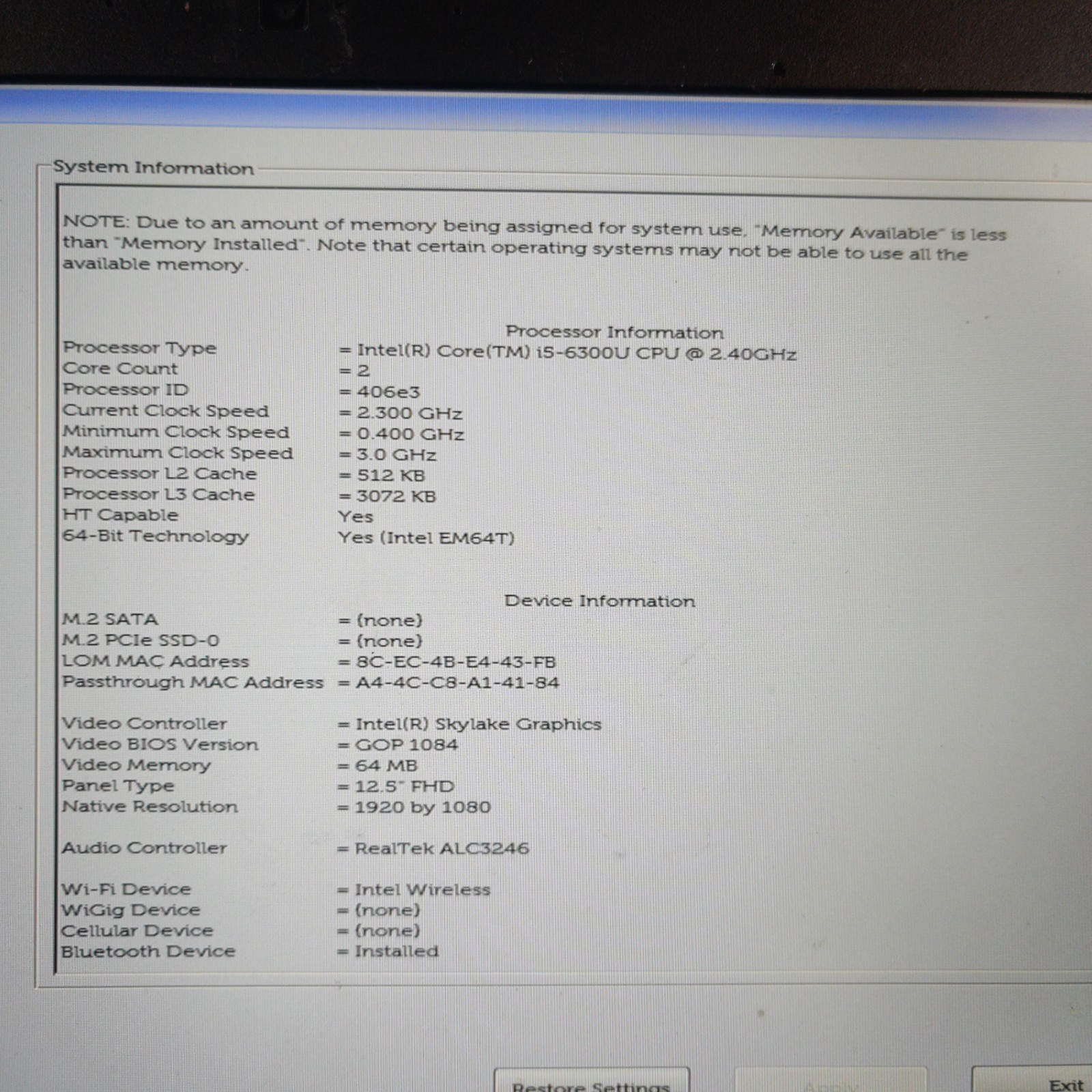 Dell Latitude 7280 Laptop i5-6300U 2.4Ghz 16GB RAM NO SSD/OS/AC ADAPTER USED