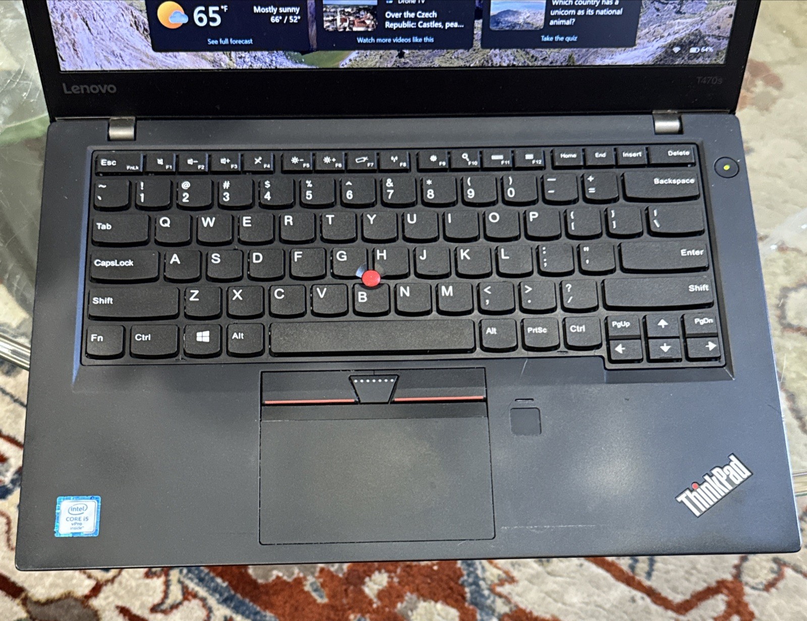 Lenovo ThinkPad T470s 14″ Intel i5-6300U 12GB Ram 256SSD Laptop Win 11 w/Office