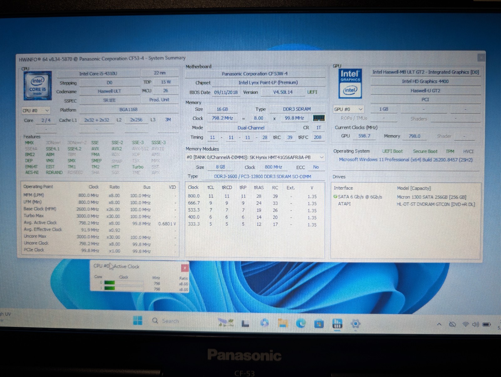 PANASONIC TOUGHBOOK CF 53 | i5-4310U 16GB RAM 256GB SSD | HD Backlit DVD Stylus