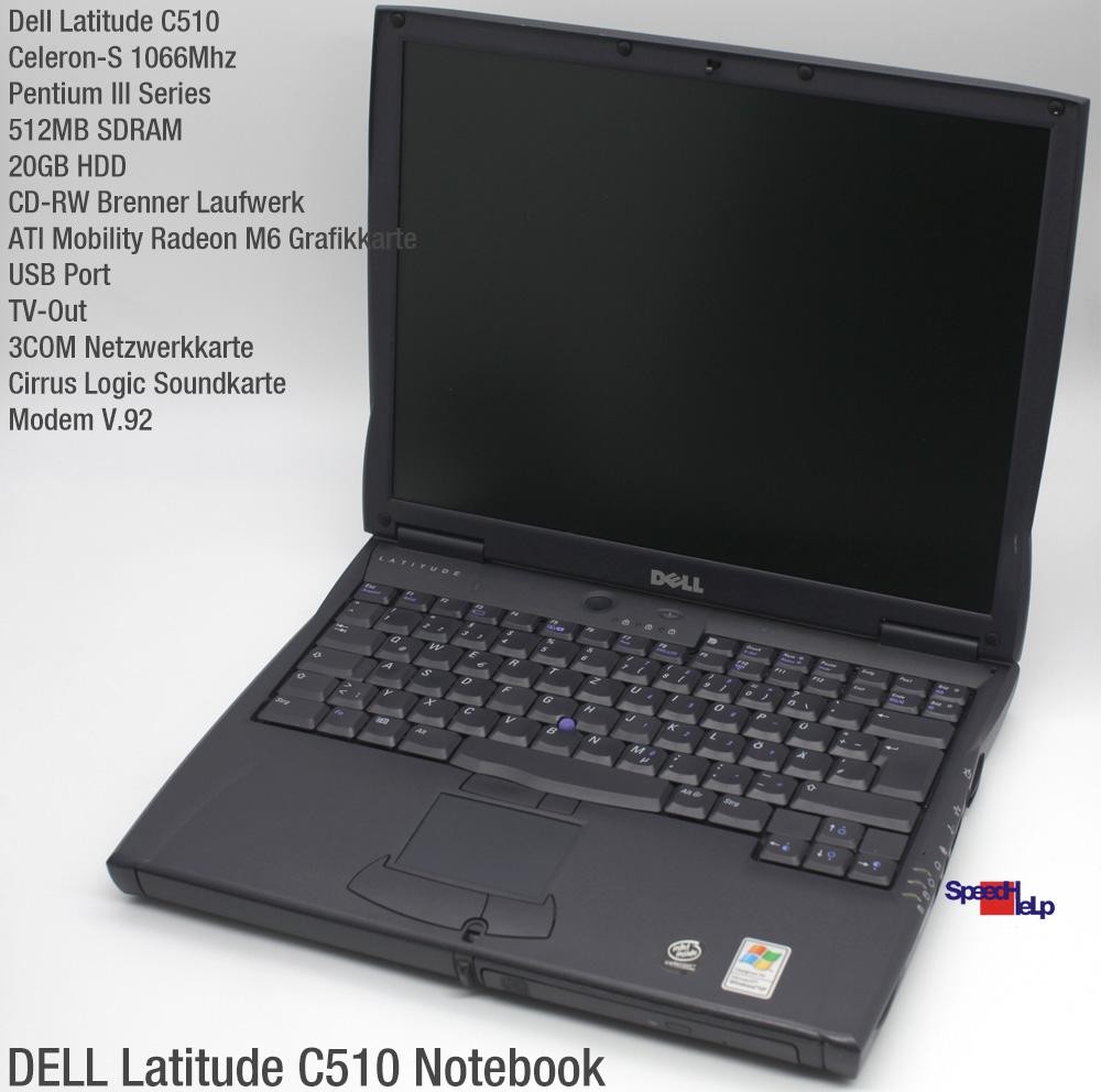 Dell Latitude C510 Intel Celeron-S 1066MHz Laptop 512MB 20GB RS232 LPT