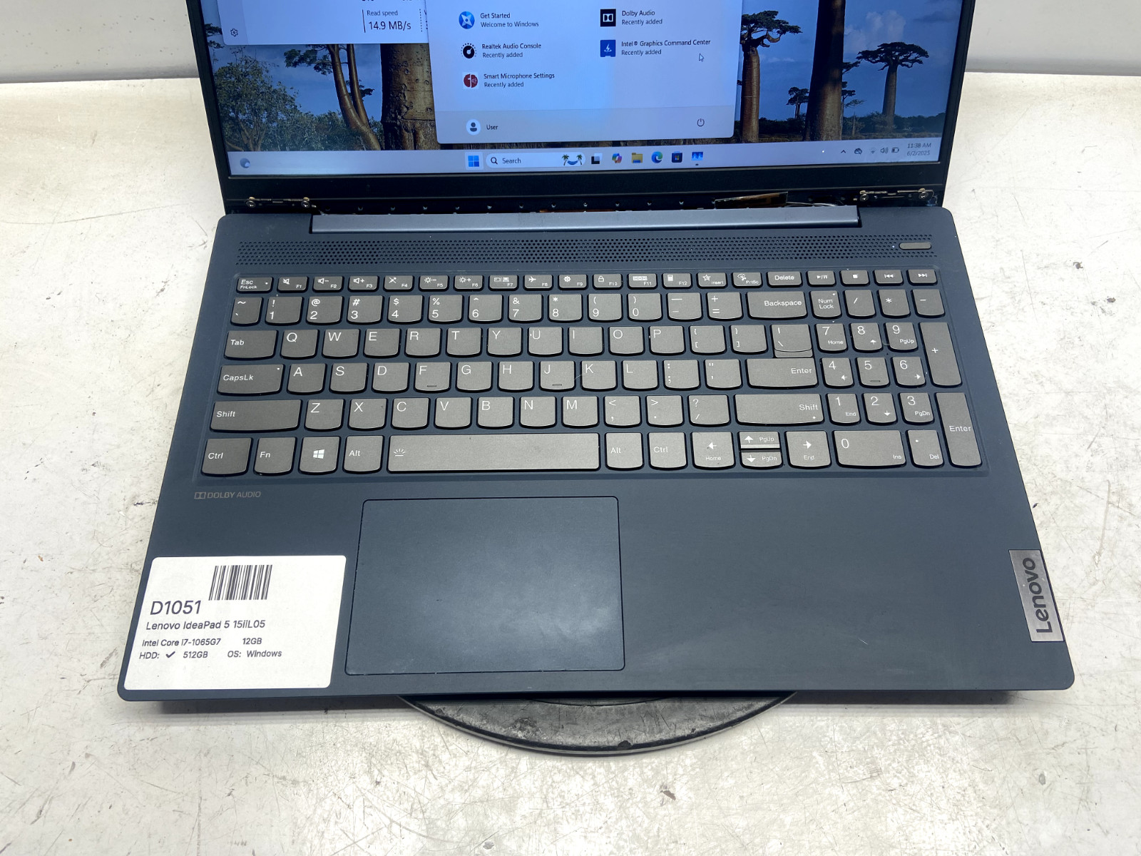 Lenovo IdeaPad 5 15iiL05 Intel Core i7-1065G7 1.3GHz 12GB 512GB SSD WIN 11 READ