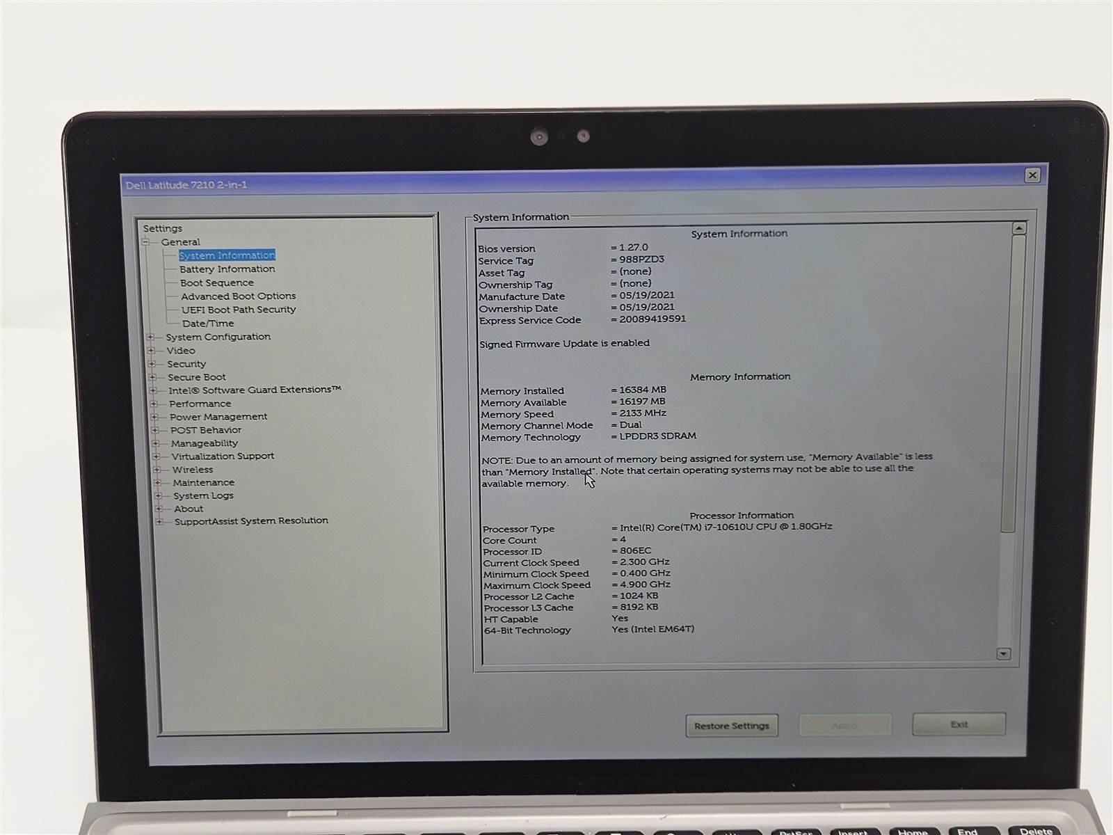 Dell Latitude 7210 Intel Core i7-10610U 16GB 512GB SSD 12.3″ Detachable