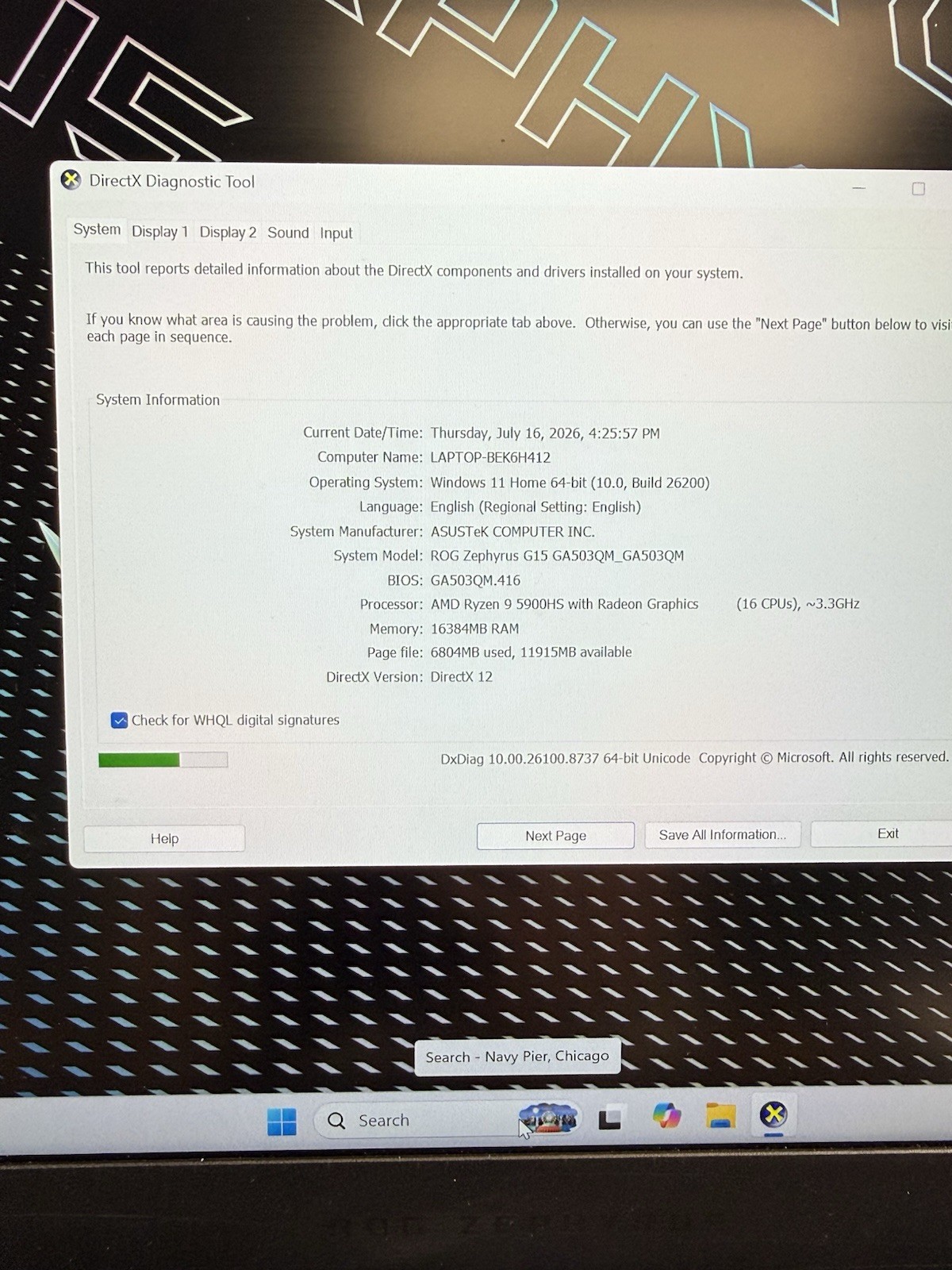 Asus ROG Zephyrus G15 GA503 Ryzen 9 5900HS 16GB RAM 512GB SSD GeForce RTX 3060