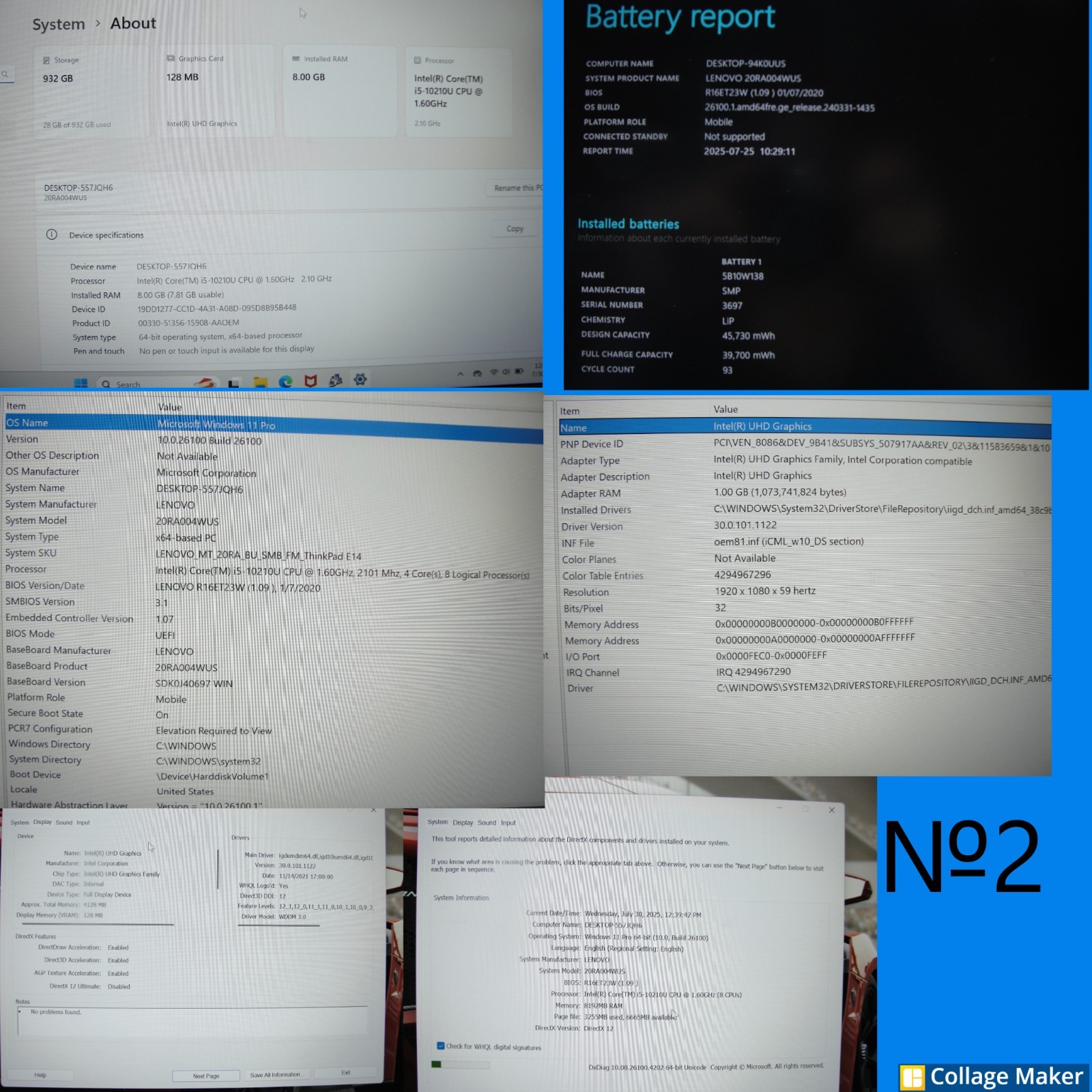 Lenovo ThinkPad E14 14”FHD Intel Core i5-10210U 1.6GHz 8GB HDD Reset 1TB+Charger