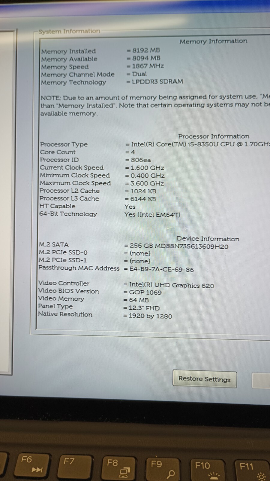 Latitude 5290(No charger!).i5 8th gen(4cores,8threads).8GB.256GB M.2.12.5″Touch.