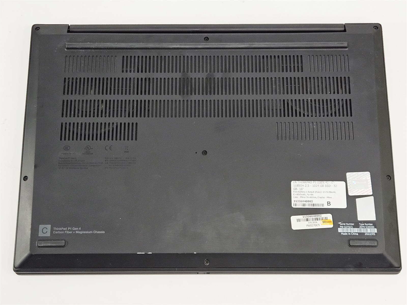 16″ Lenovo ThinkPad P1 Gen 4 Laptop Core i7-11850H 32GB RAM 1TB SSD Win11 Home