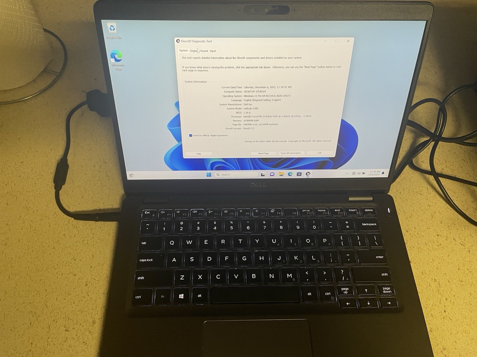 Dell Latitude 5300 Core I5-8365U 1.60 16GB RAM 512GB SSD Intel UHD 620 Graphics