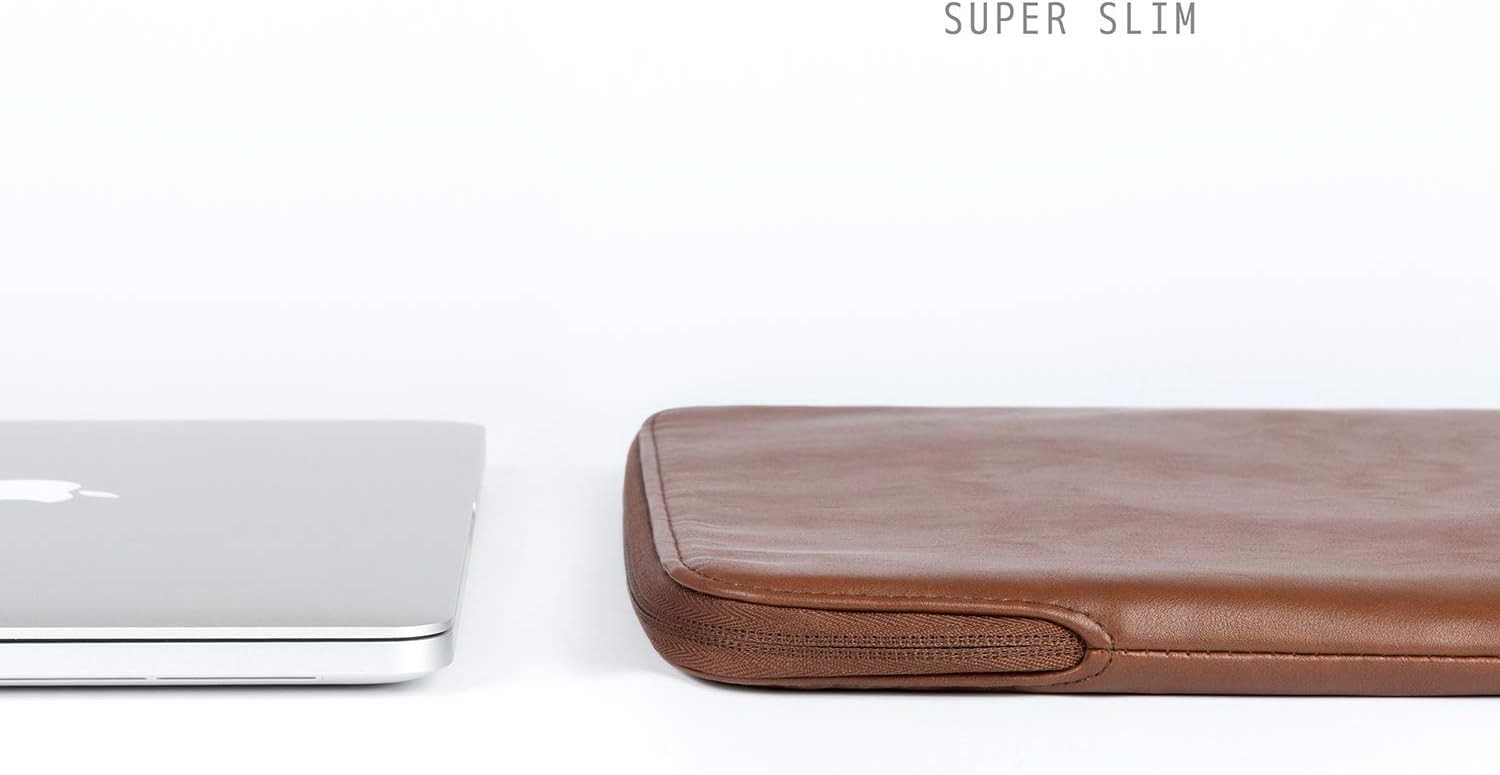Brown PU Leather Laptop Sleeve for 13/14 Inch MacBook Air & Pro M2/M3/M4/M5