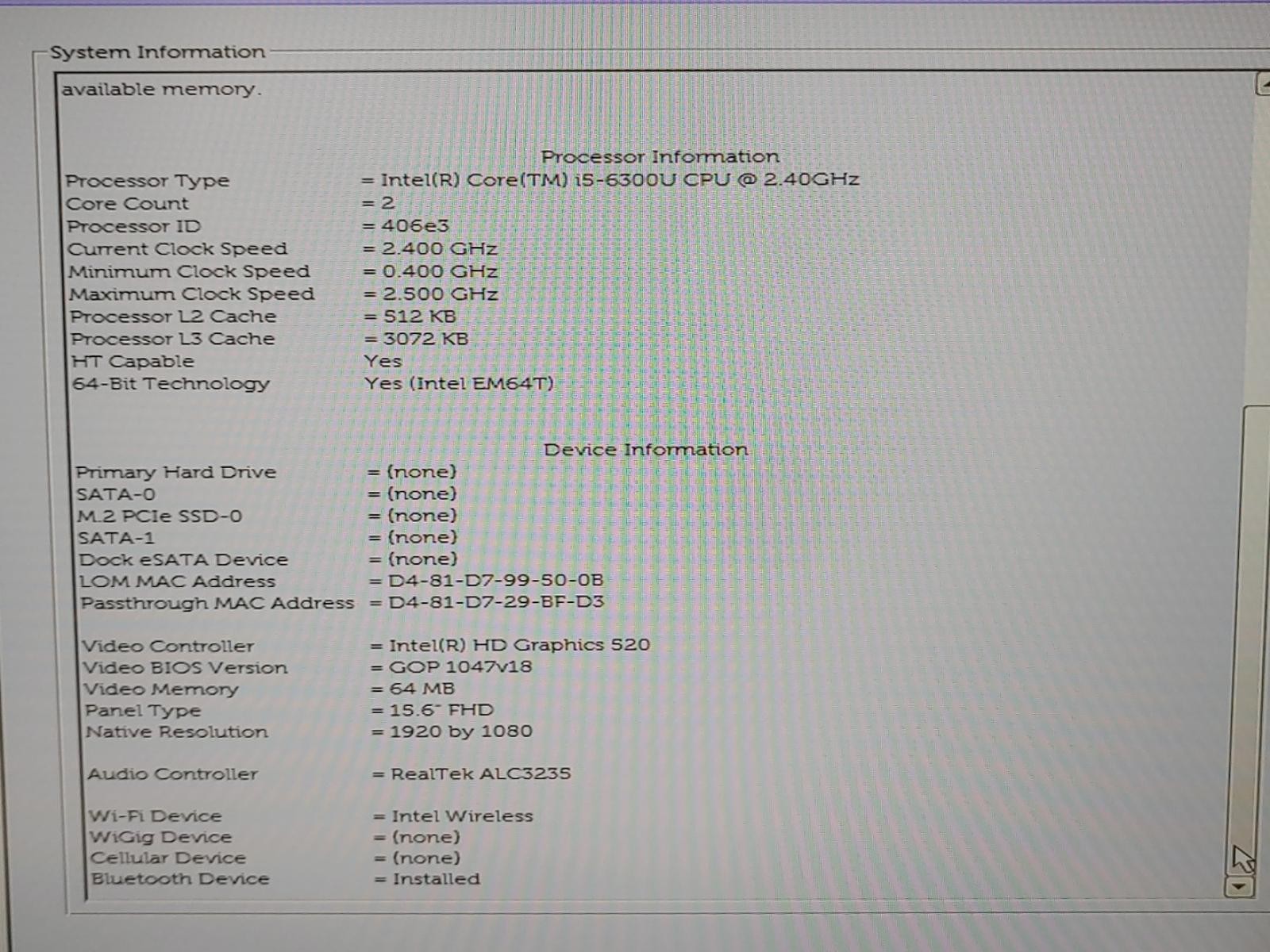 Dell Latitude E5570 15.6″ Intel i5-6300U 16GB **NO SSD/HDD/NO OS/NO AC**
