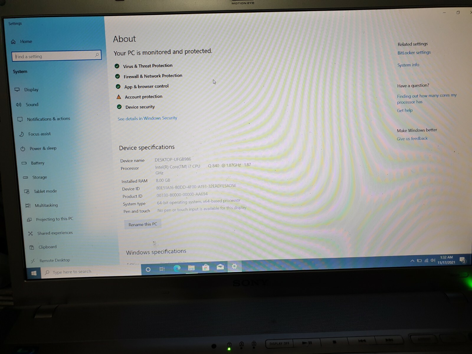 RARE Silver Sony VAIO INTEL CORE I7-840QM 1.87 GHz 16.4IN 500GB SSD 8GB Ram 1080