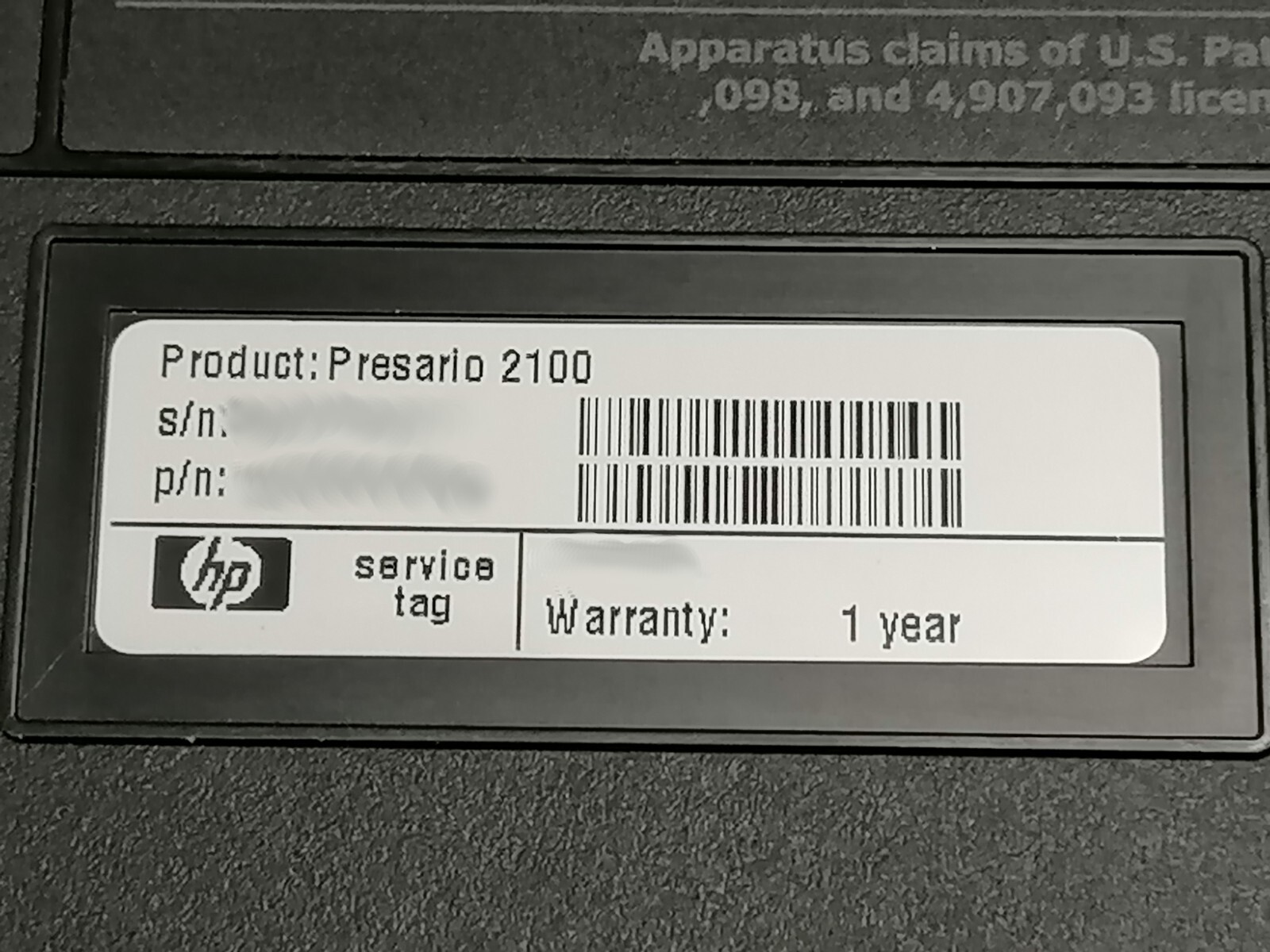 FOR PARTS 14.1″ HP Presario 2100 (NO CPU/NO RAM/NO HDD)