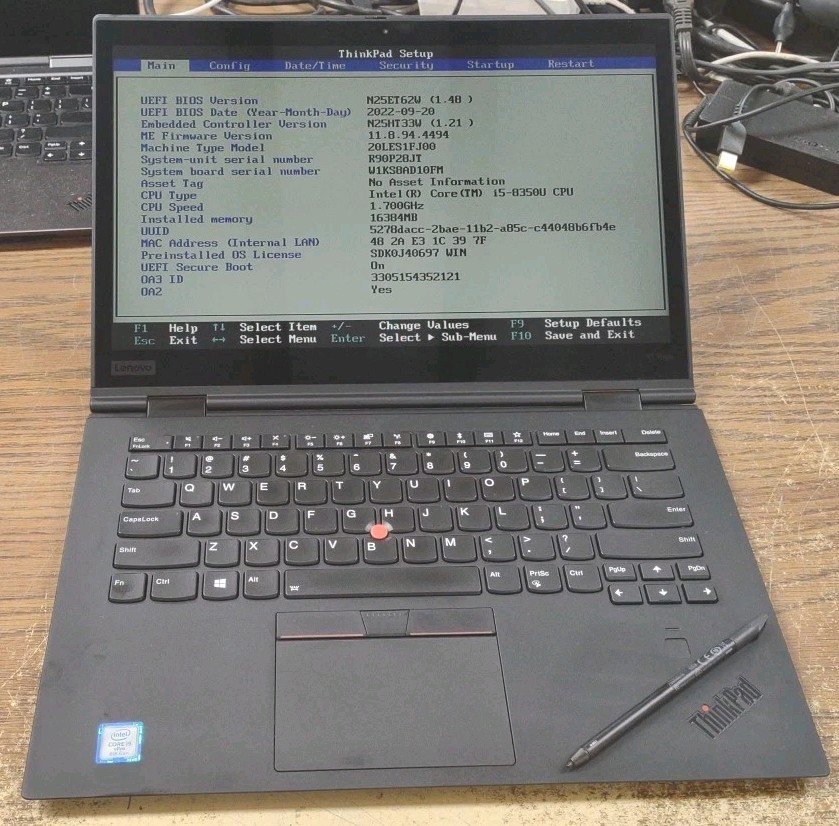 LENOVO ThinkPad X1 Yoga 3rd Gen W/ i5-8350U, 16GB, 256GB, TOUCH, STYLUS.
