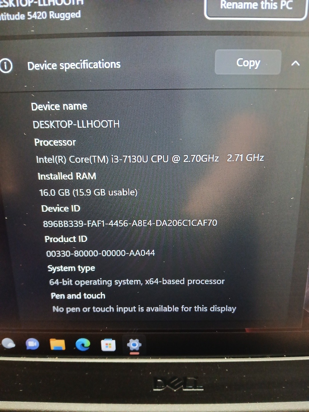 Dell Latitude 5420 Rugged 14″ i3-7130U 2.70GHz 16GB RAM 512GB SSD WIN 11 PRO