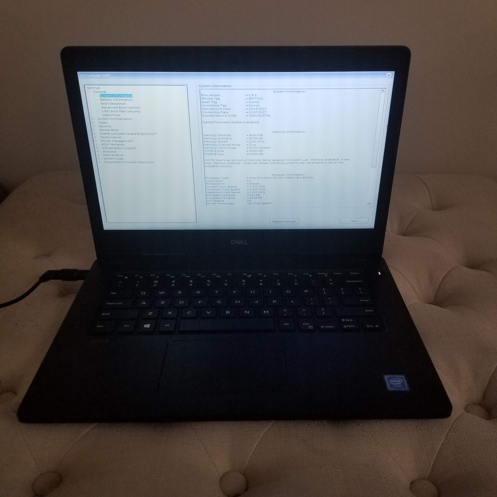Dell Latitude 3480 Celeron 3865U@1.80GHZ 8GB 128GB SSD