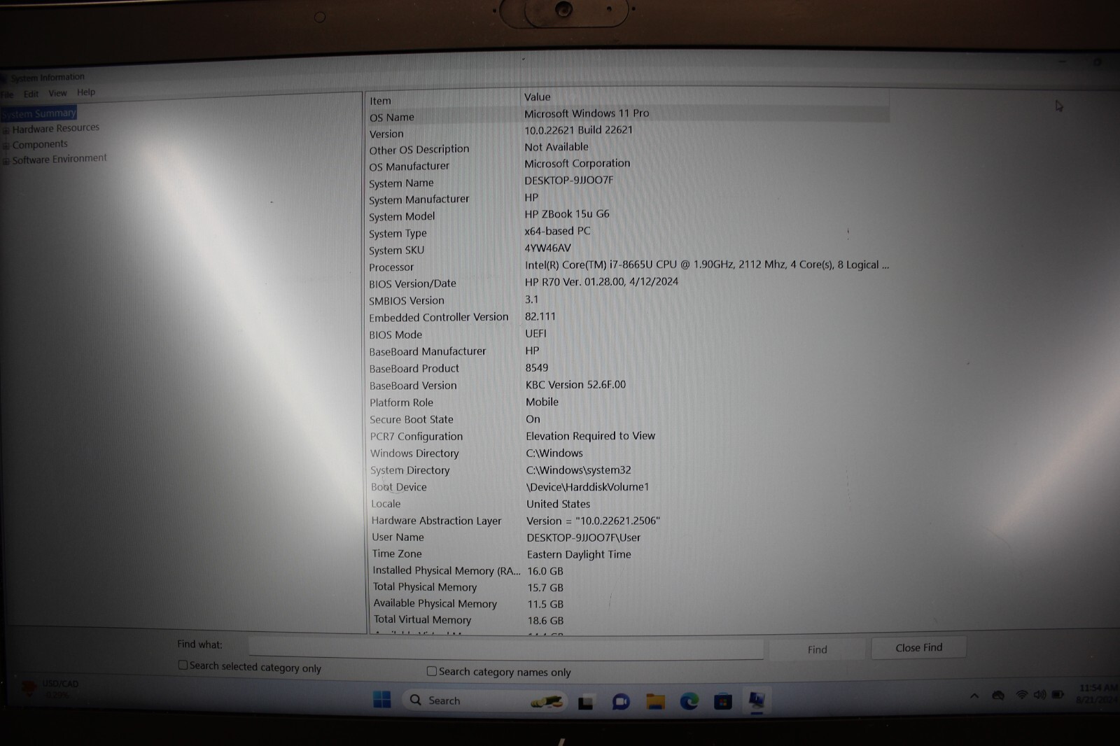 HP ZBook 15UG6 I7-8665U 256GB NvME 16GB DDR4 Win11Pro* See Descrip