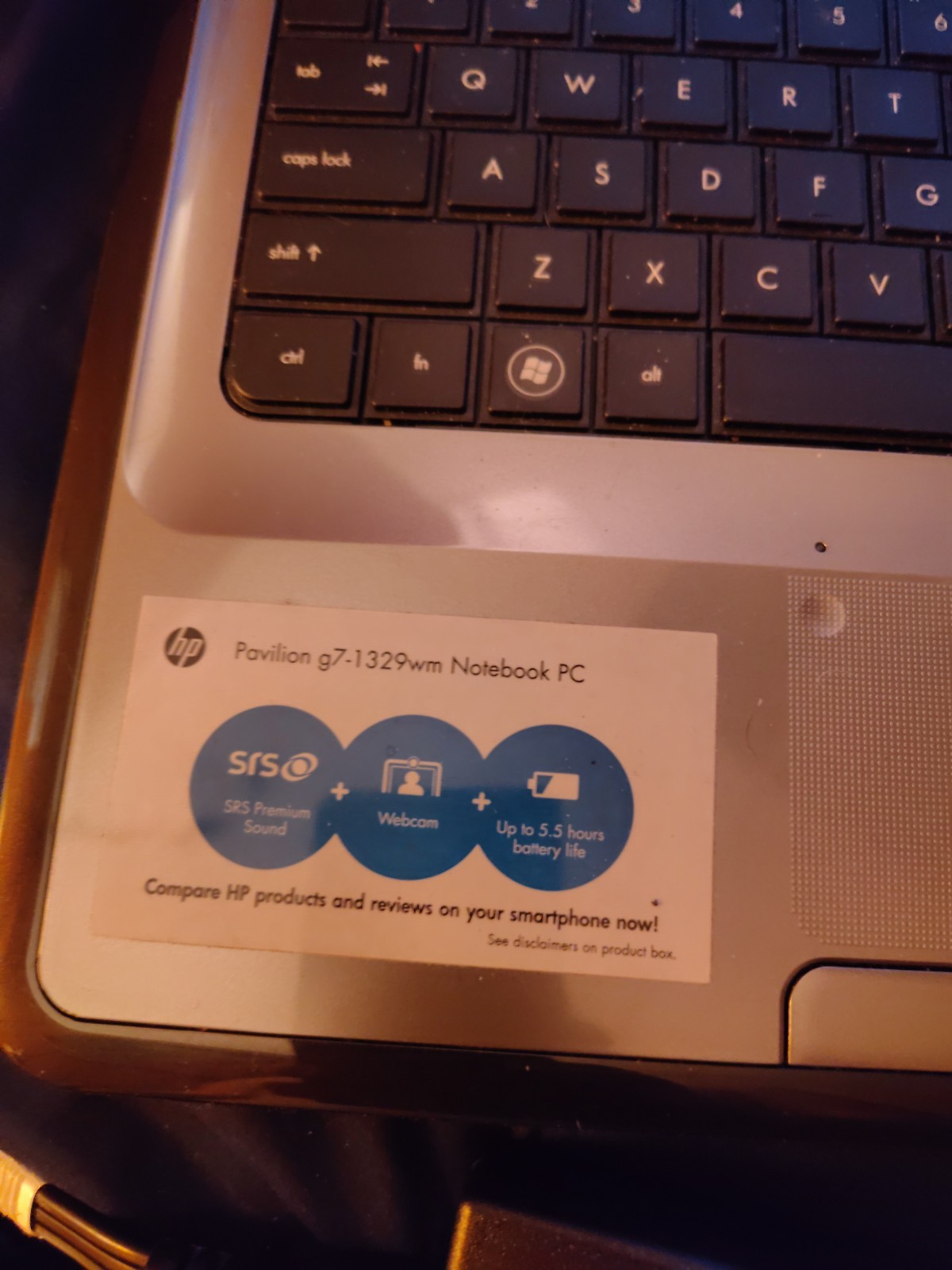LAPTOP HP Pavilion g7-1329 A6 QuadCore 17 GREAT FOR WORK & SCHOOL WIFI