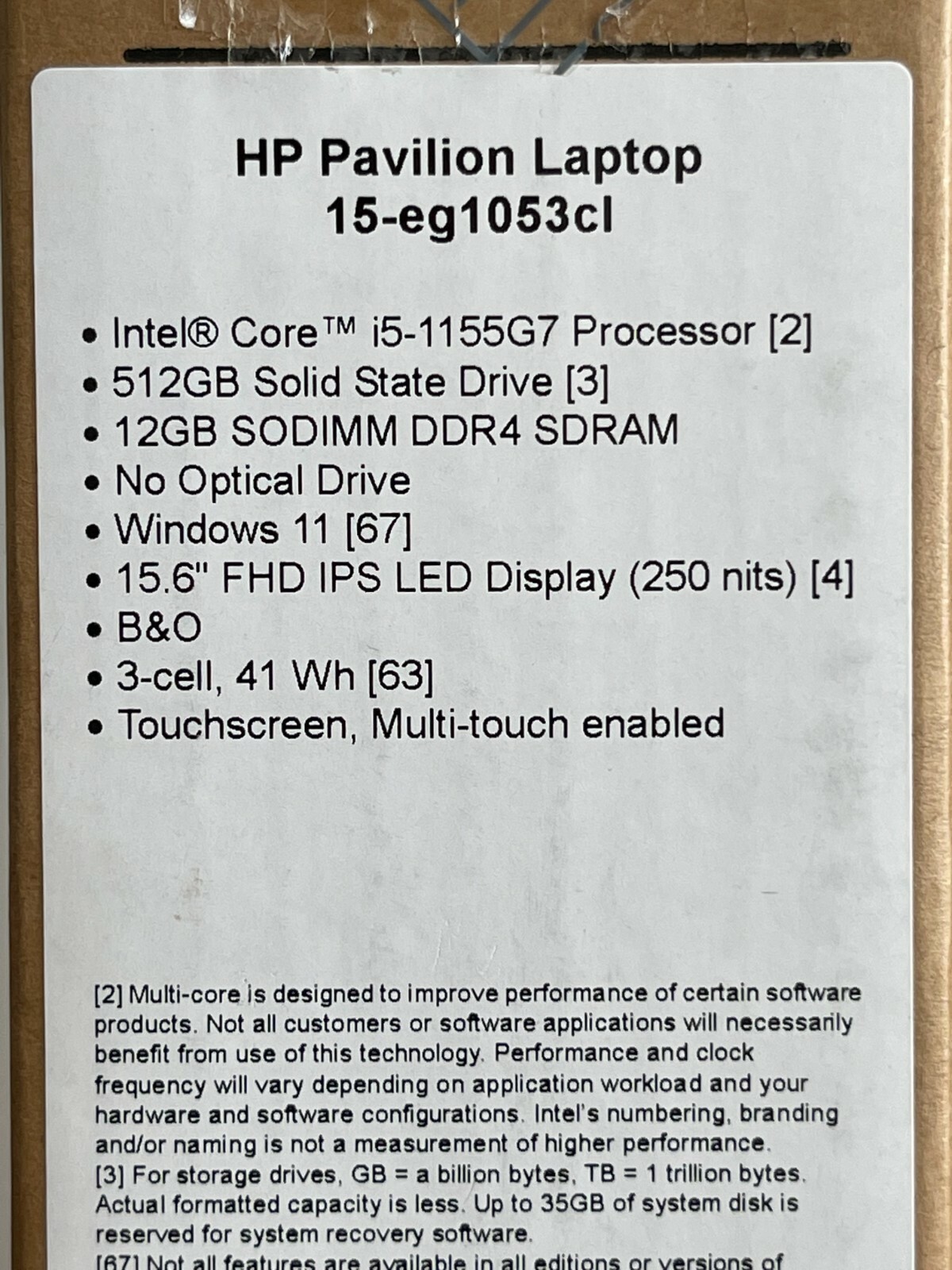 HP Pavilion 15.6″ Touch Laptop 11th Gen Intel i5- 512GB SSD 12GB RAM 15-eg1053cl