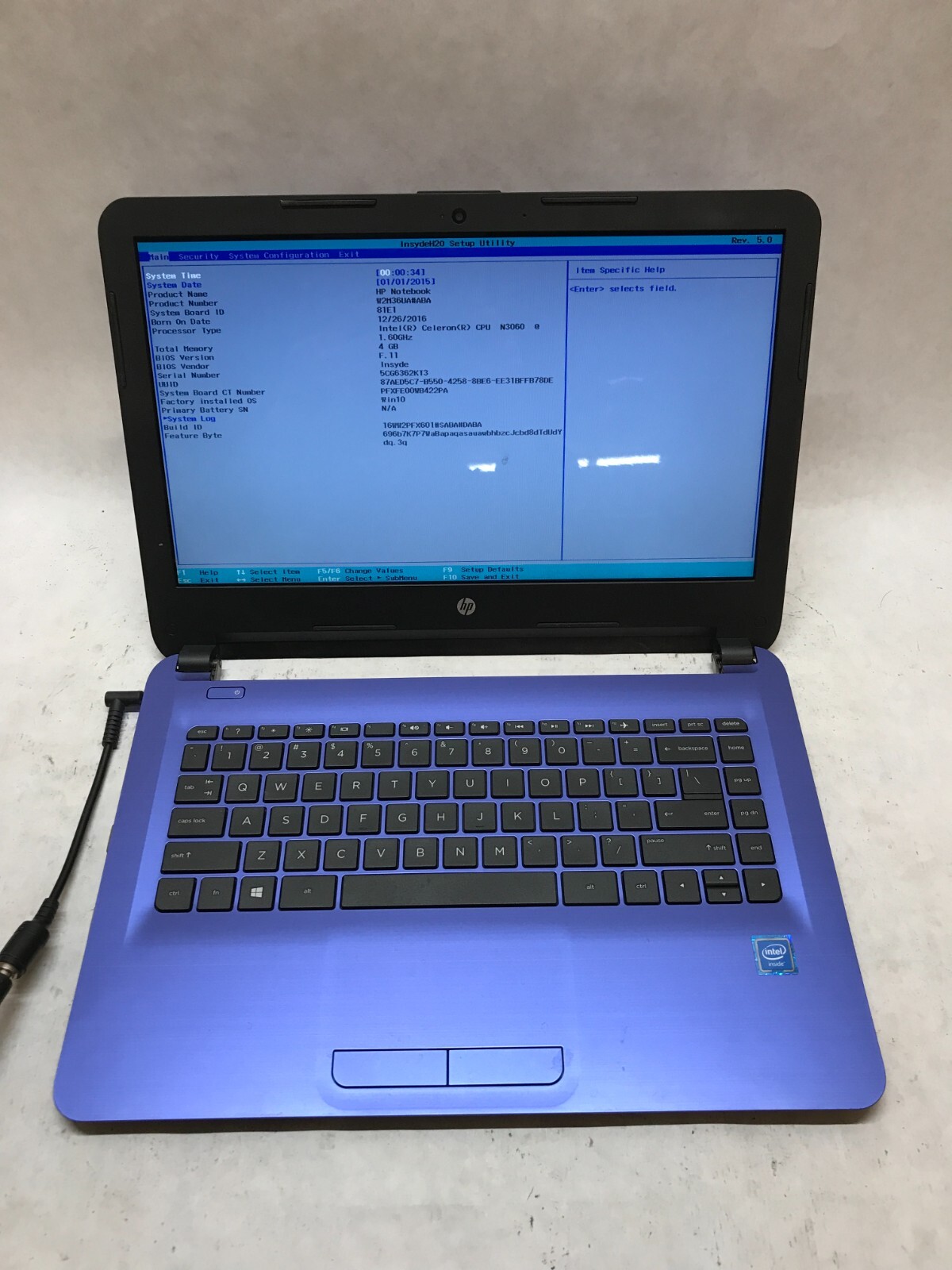 HP 14-am052nr 14″ Laptop Intel Celeron N3060 1.6GHz 4GB RAM NO HDD/OS AS IS –DW