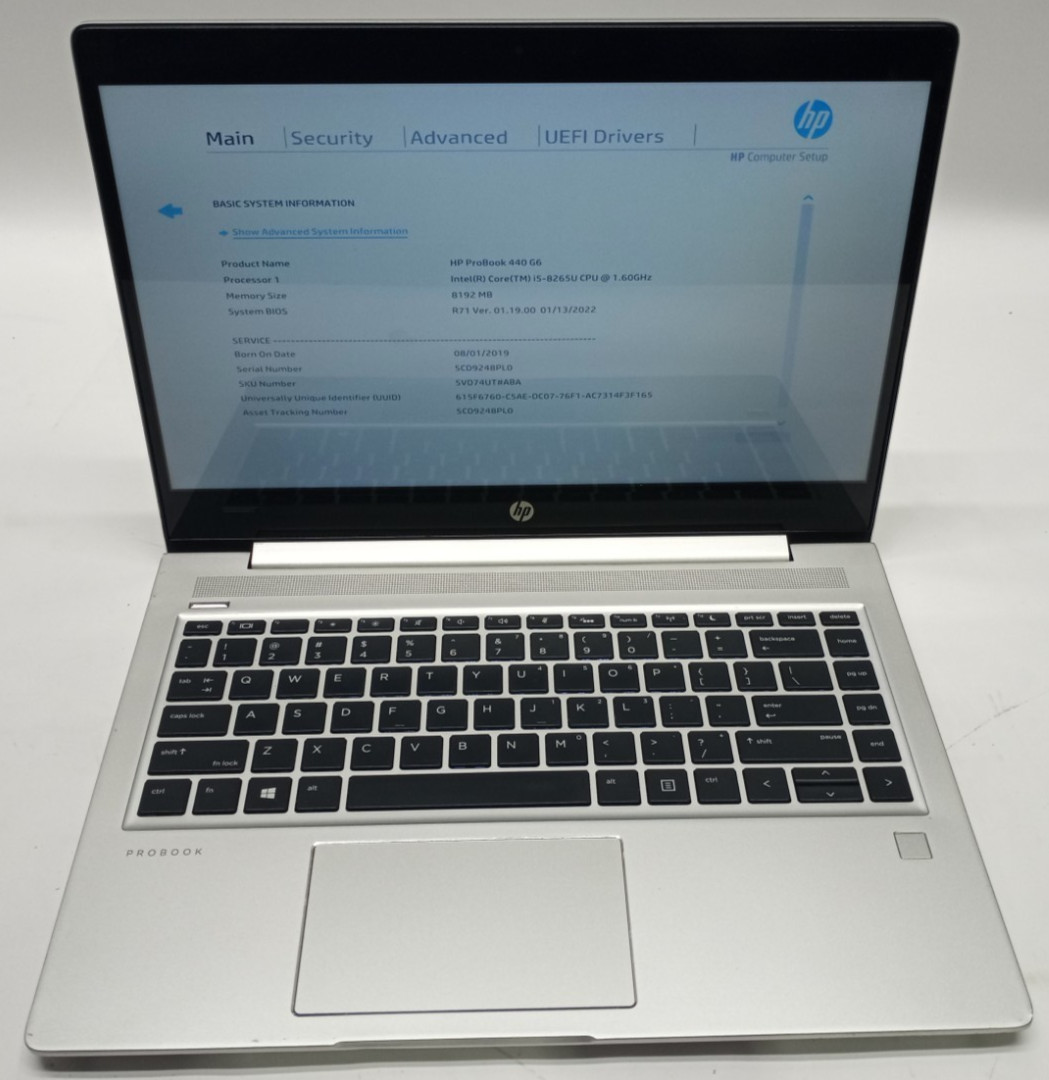 HP ProBook 440 G6 14″ i5-8265u@1.60GHz 8GB RAM Wi-Fi/BT No HDD No OS MC655*!
