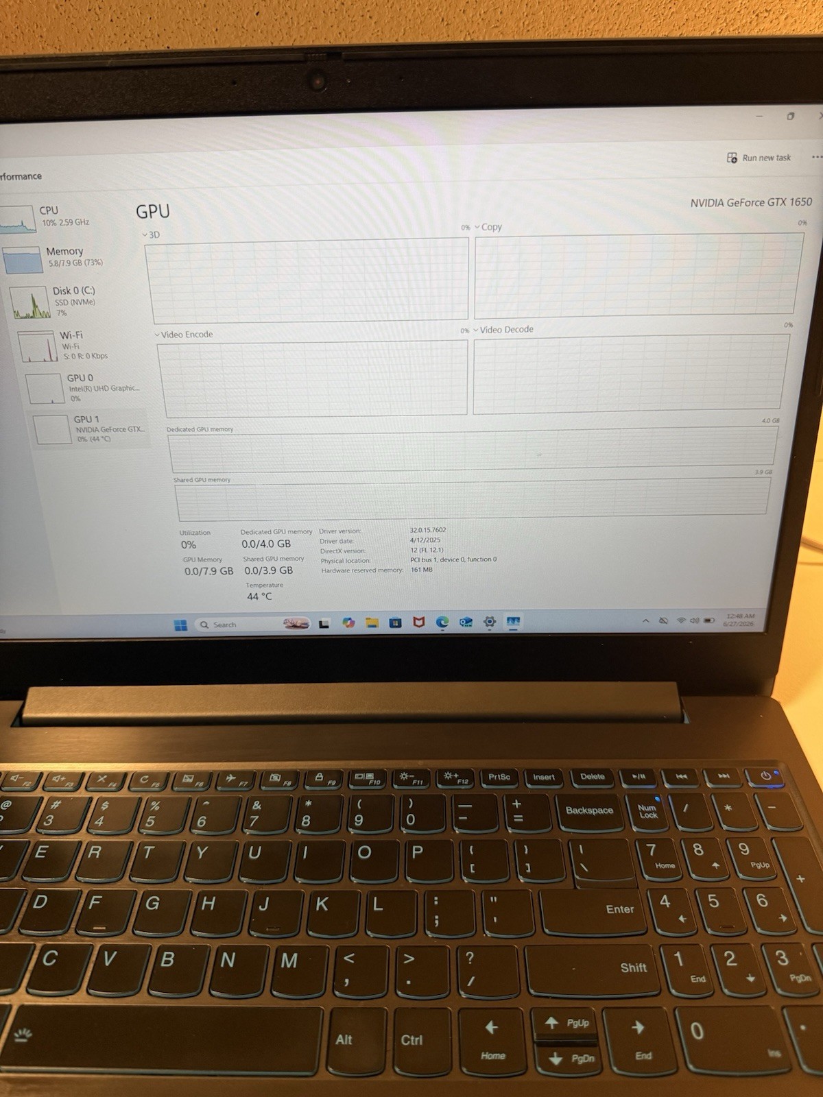 Lenovo IdeaPad L340 Gaming 15.6in i7-9750H 8GB 238GB SSD GTX 1650 Win 11