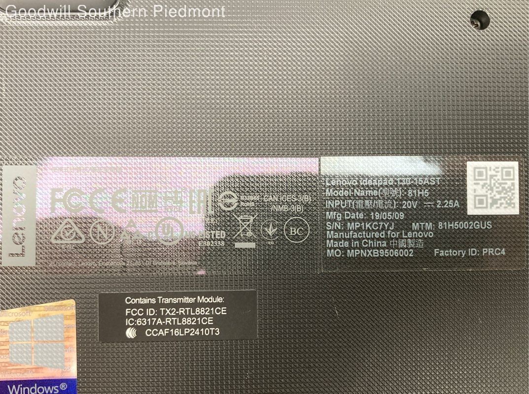 Lenovo IdeaPad 130-15AST AMD A6-9225 2.60GHz 4GB RAM 500GB HDD Ubuntu