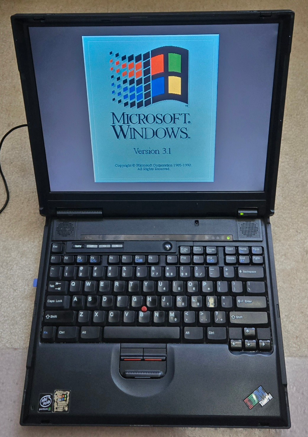 Vintage IBM Thinkpad A21m Laptop Windows 95 & DOS/Win 3.11, Floppy, Works Great