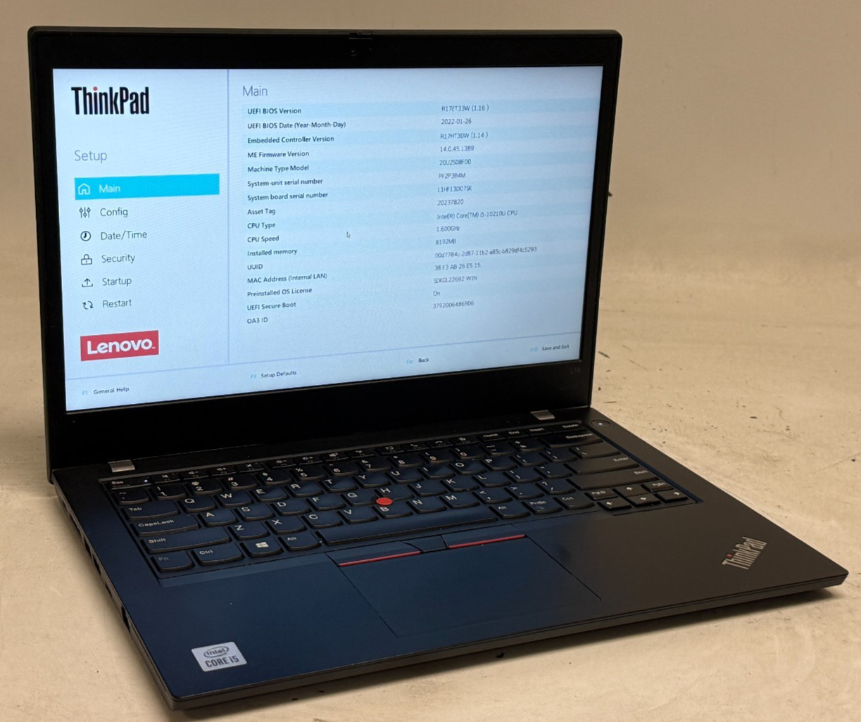 Lenovo ThinkPad L14 Gen 1 14″ (i5-10210u – 8GB RAM – 256GB SSD – Win11Home)